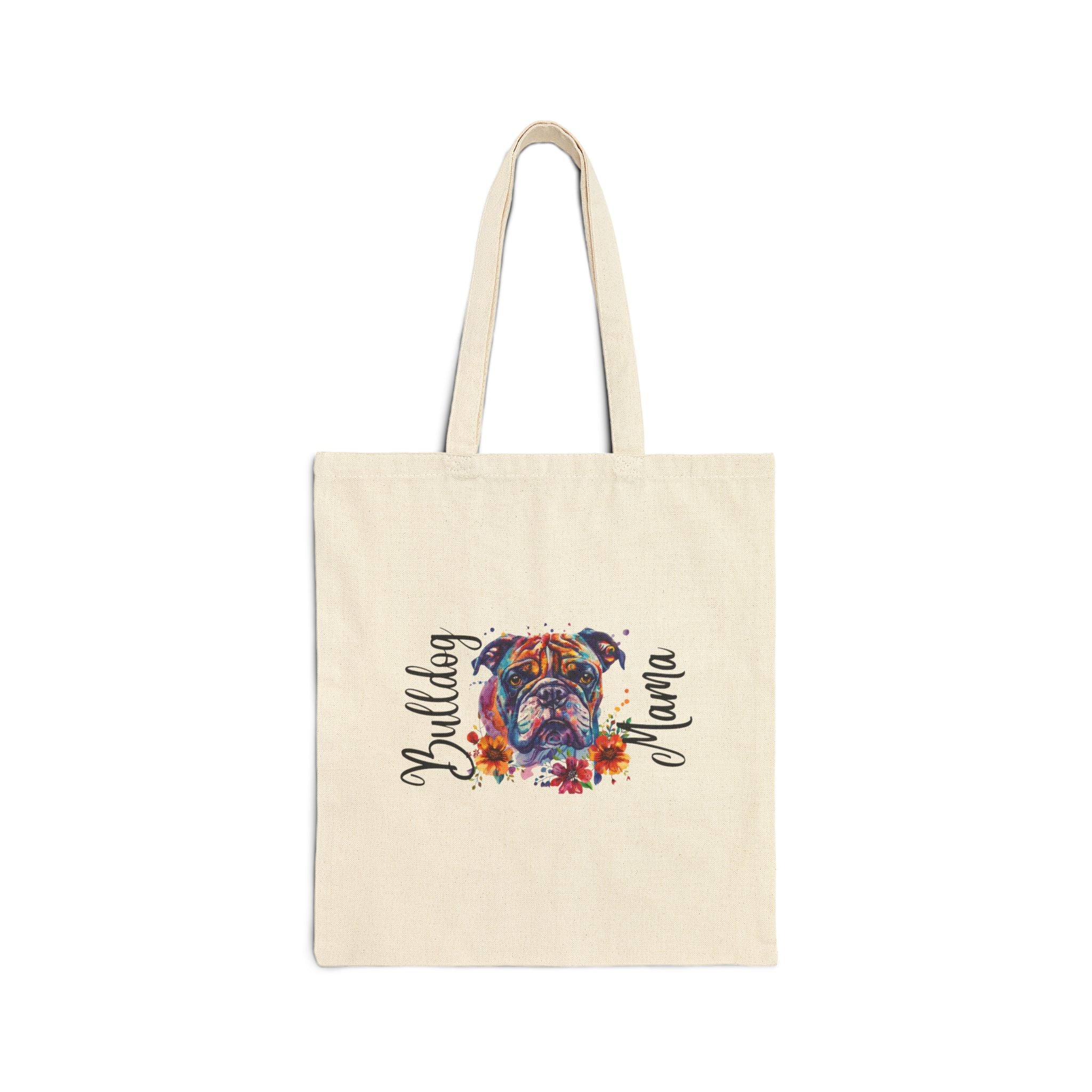Bulldog Mama Cotton Canvas Tote Bag (English1)