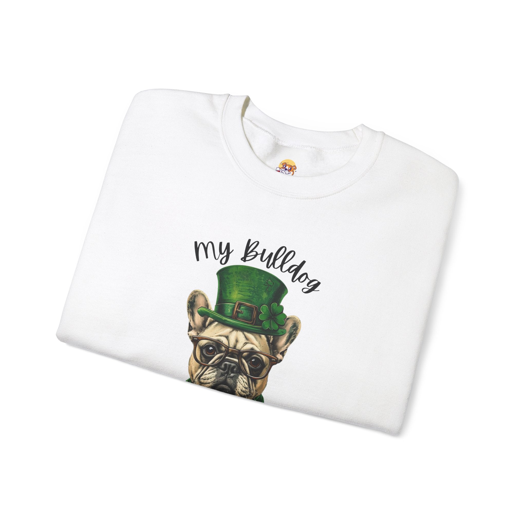 Tipsy Bully St. Patrick's Day Sweatshirt: "My Bulldog is My Lucky Charm (French)