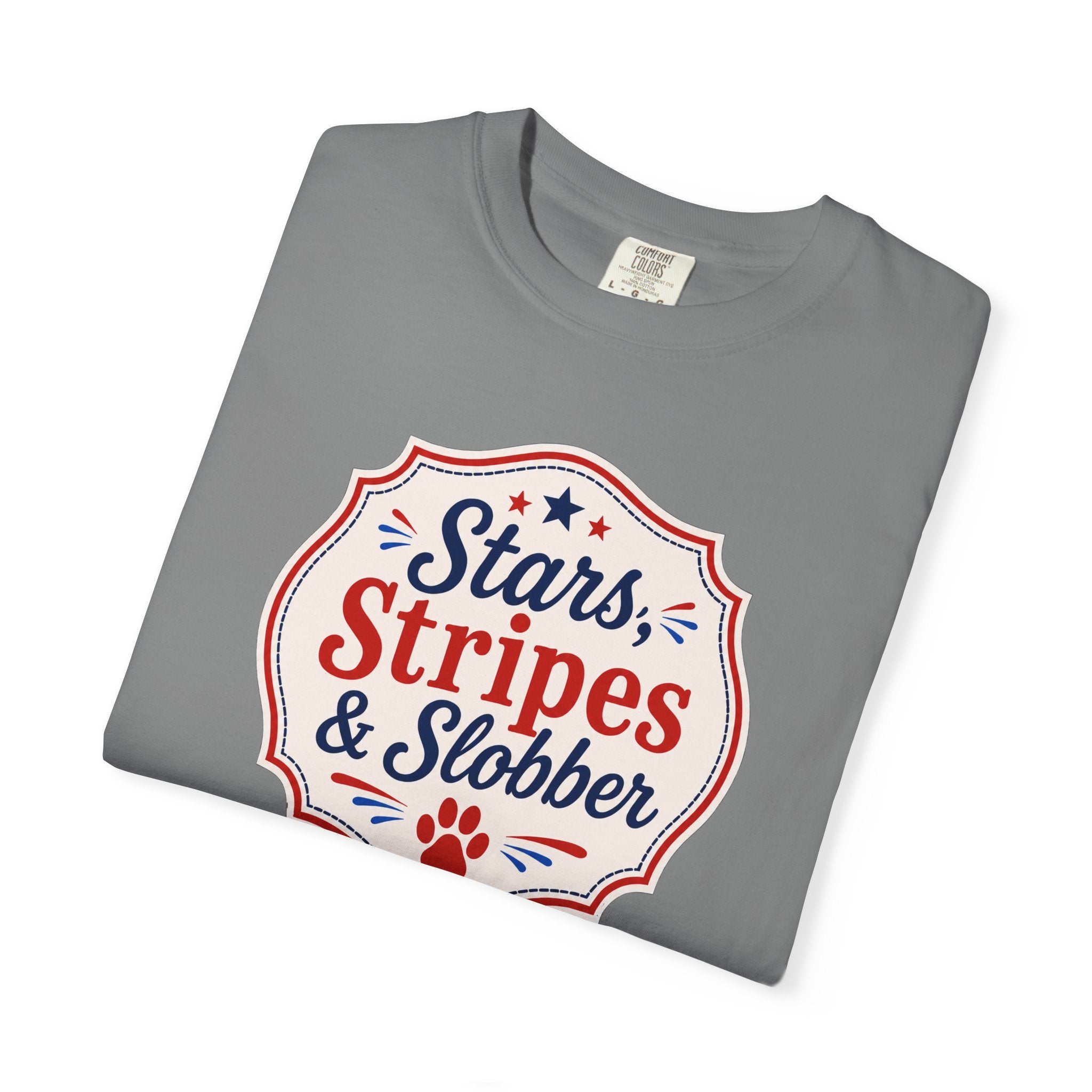 Stars, Stripes & Slobber Bulldog T-Shirt | Patriotic Garment-Dyed Tee (English)
