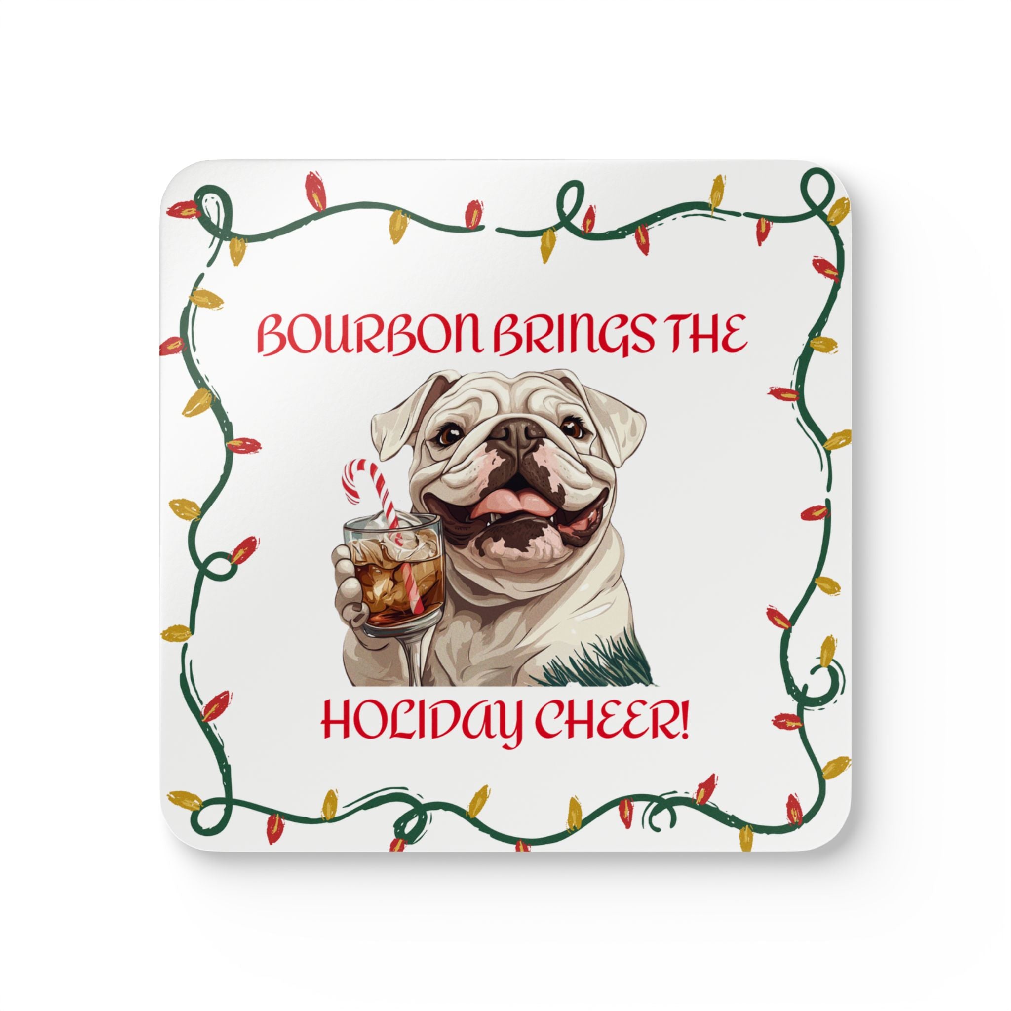 "Bourbon Brings the Holiday Cheer" Tipsy Bully Coaster Set (English)