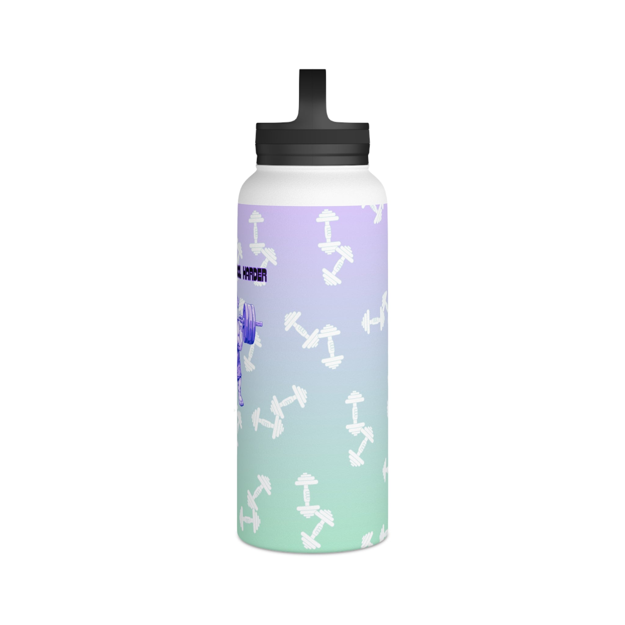 Tipsy Bully Ripped Bulldog Stainless Steel Water Bottle, Handle Lid (English/Purple)