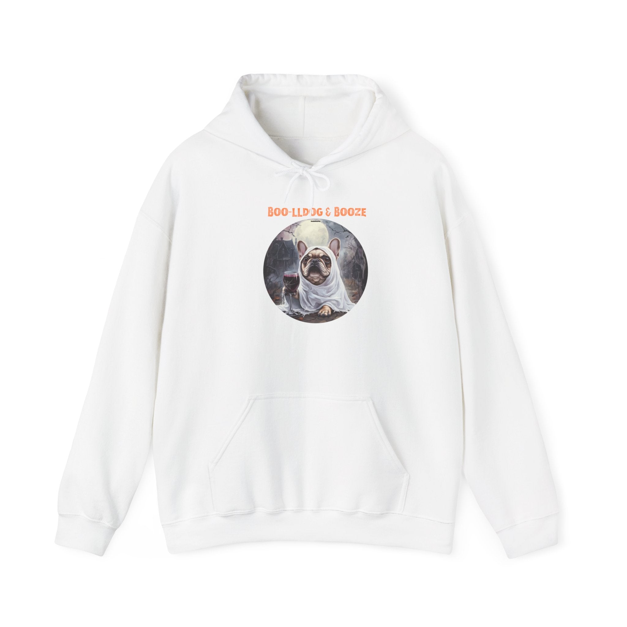 Boo-lldog & Booze Halloween Bulldog Hoodie (Tan/French)