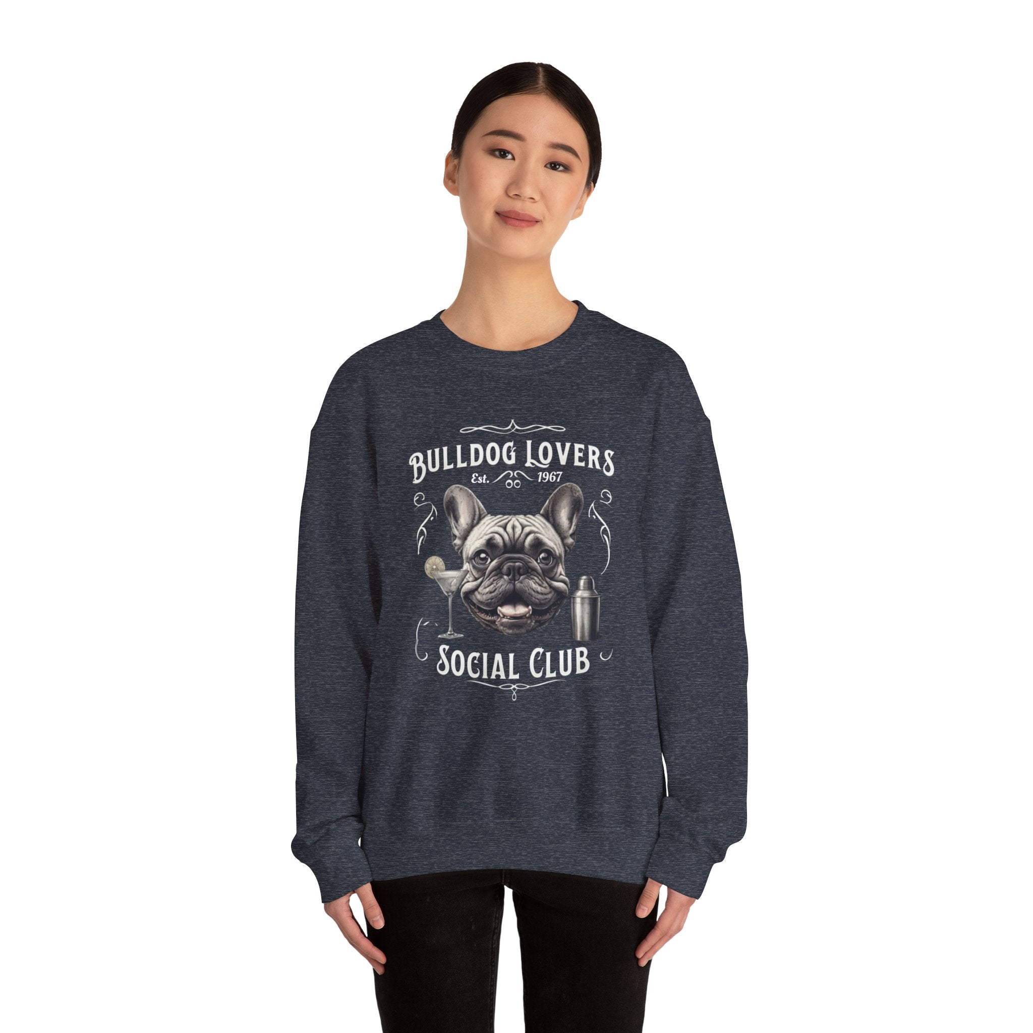 Bulldog Lovers Social Club Unisex Heavy Blend™ Crewneck Sweatshirt (French/Cocktail)