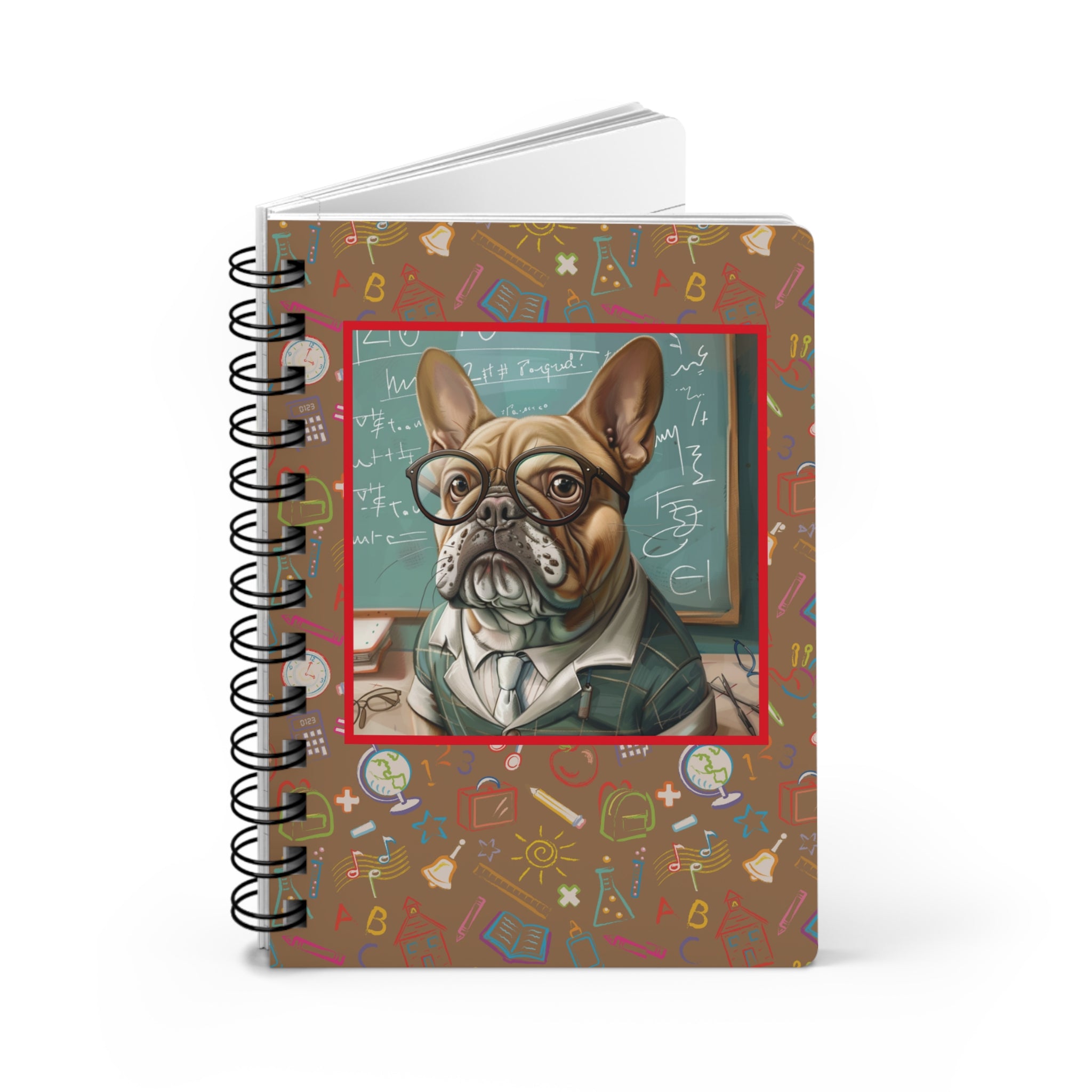 Smarty Paws Back-to-School Bulldog Spiral Notebook (Tan/French)