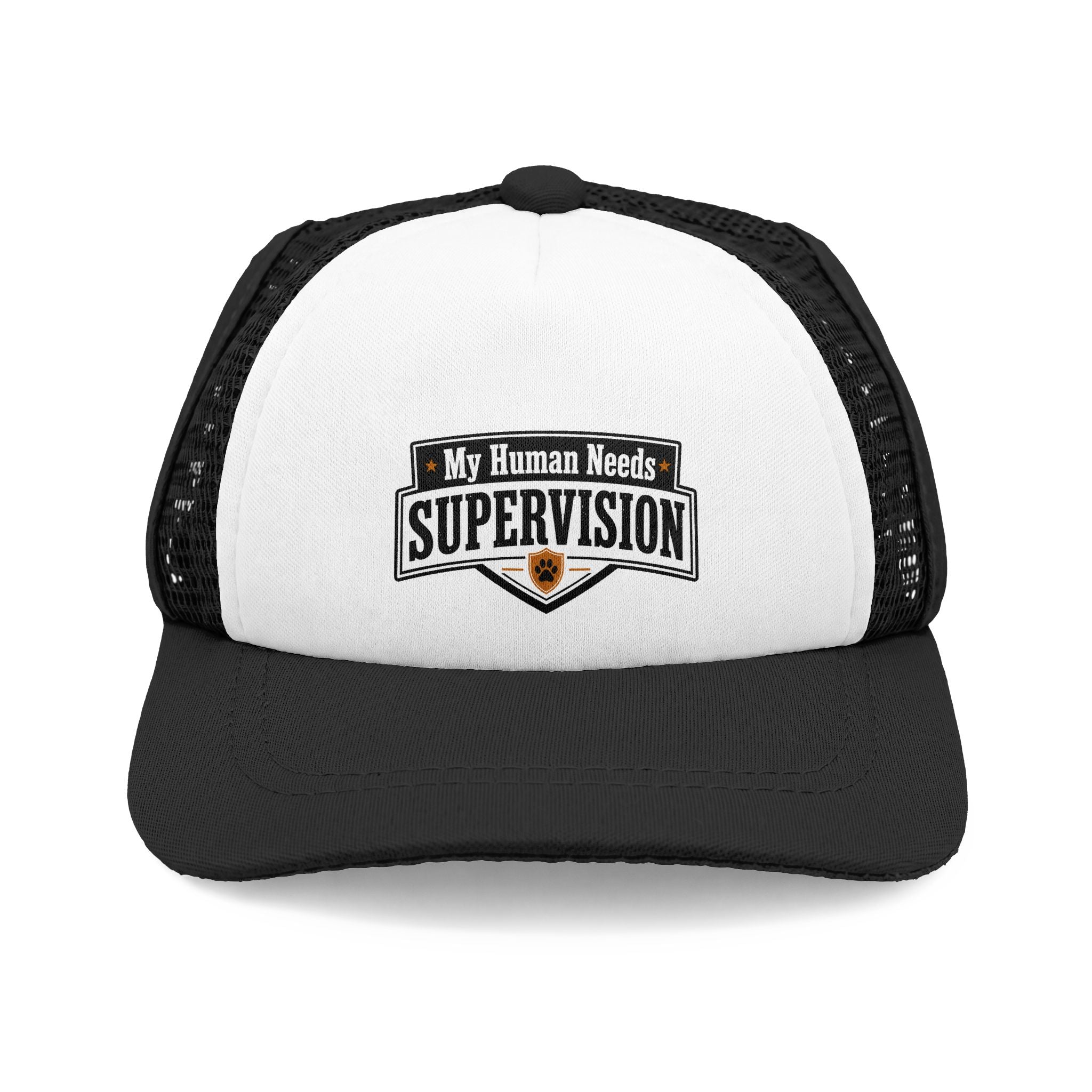"My Human Needs Supervision" Bulldog Trucker Hat (English/French)