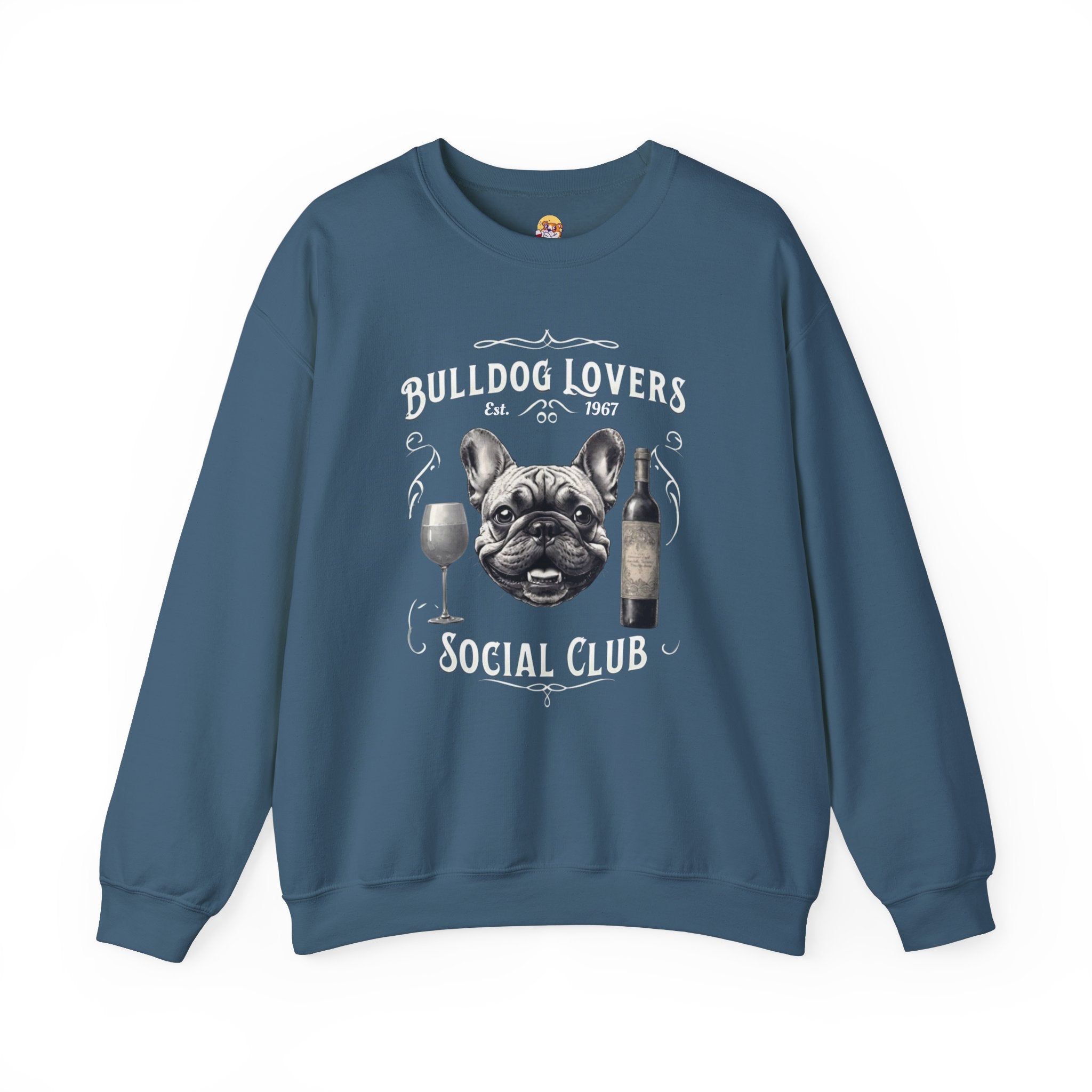 Bulldog Lovers Social Club Unisex Heavy Blend™ Crewneck Sweatshirt (French/Wine)