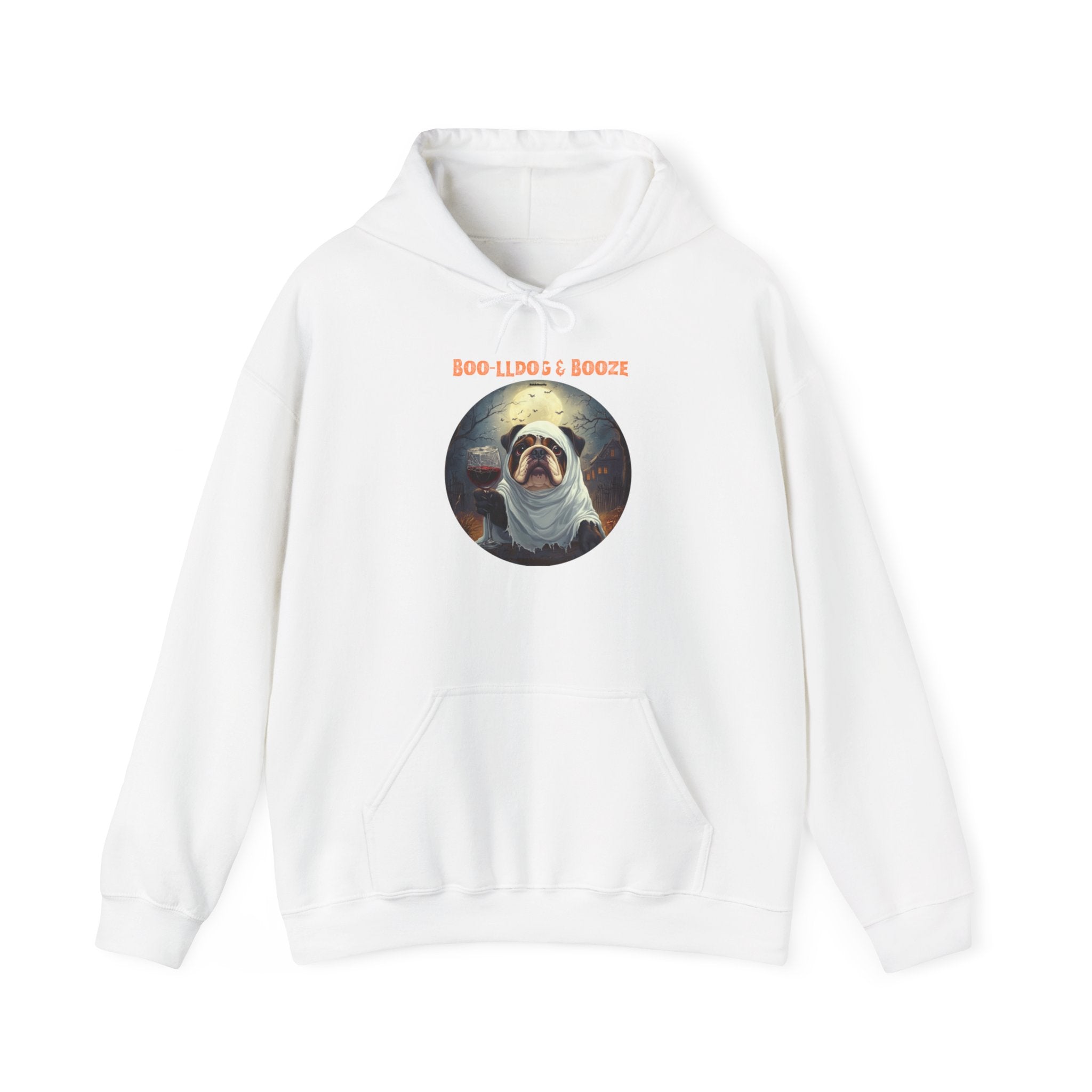 Boo-lldog & Booze Halloween Bulldog Hoodie (Brown/English)