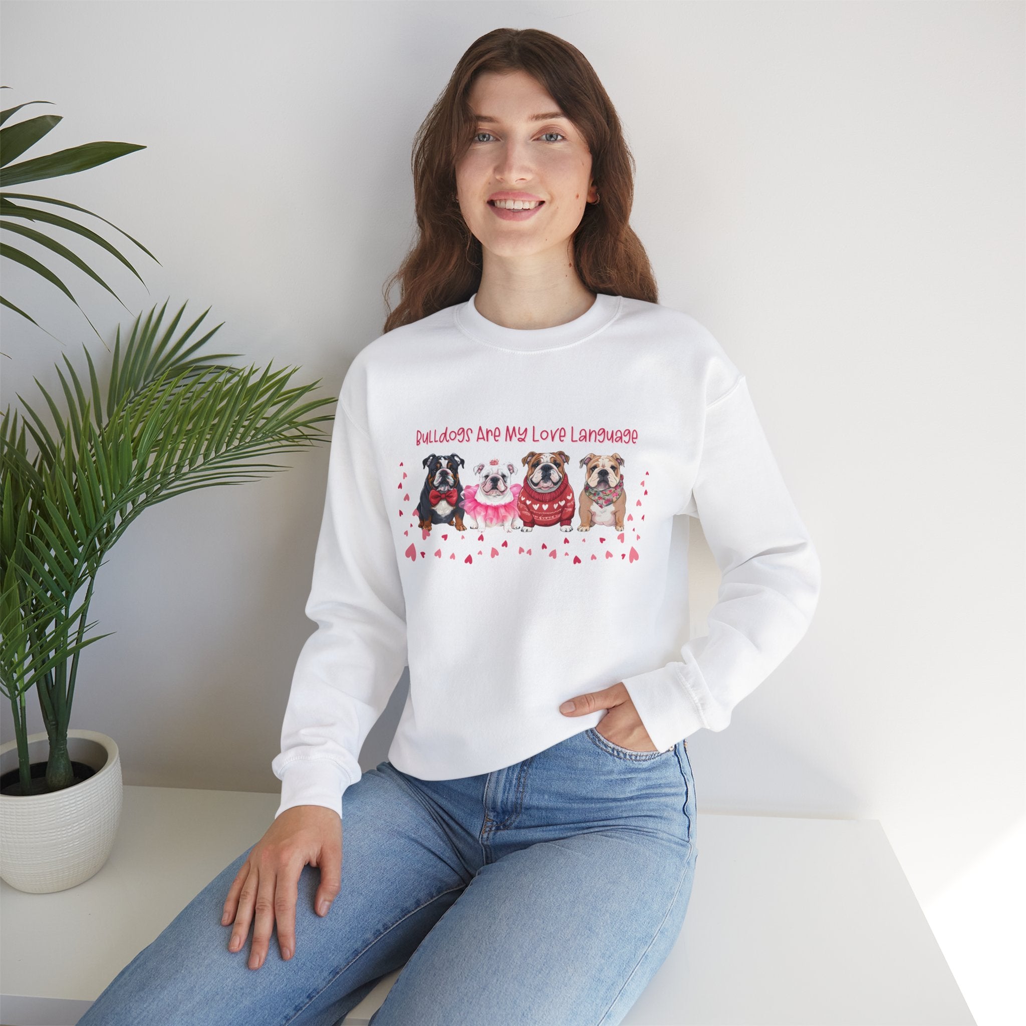 Bulldog Valentine’s Day Crew Neck Sweatshirt (English)