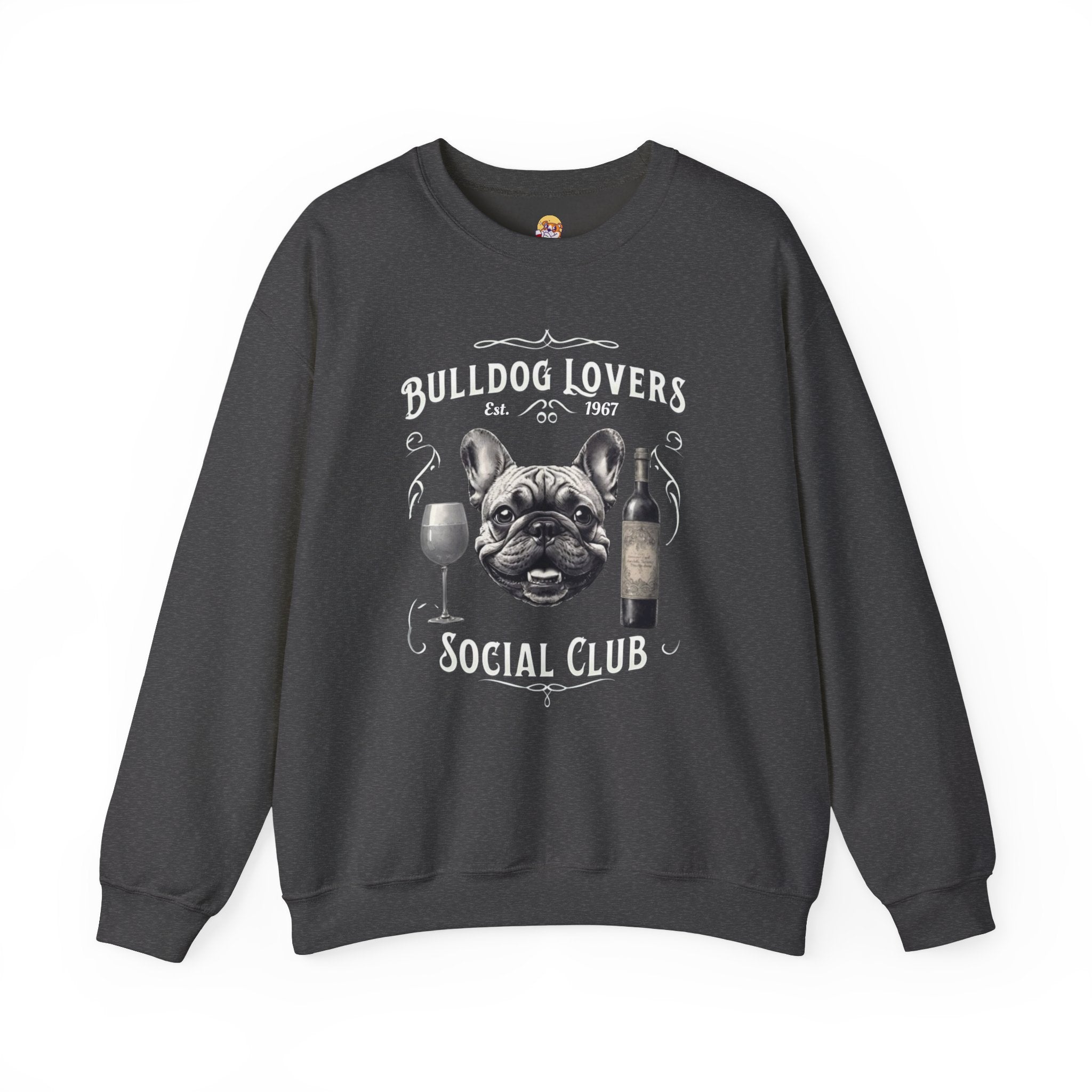 Bulldog Lovers Social Club Unisex Heavy Blend™ Crewneck Sweatshirt (French/Wine)