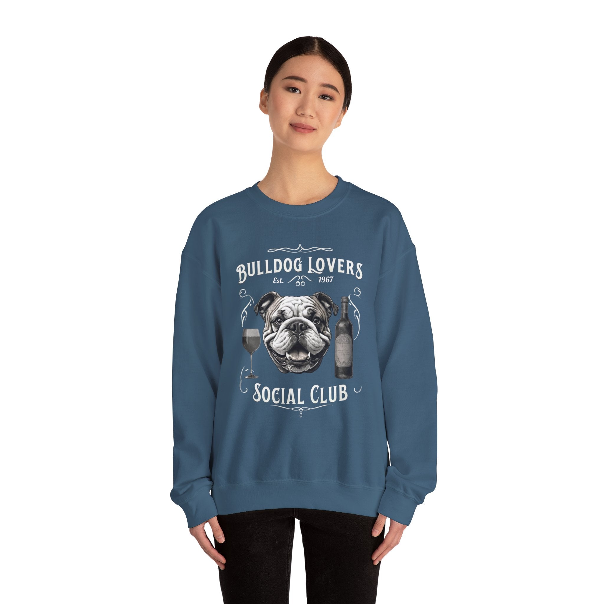 Bulldog Lovers Social Club Unisex Heavy Blend™ Crewneck Sweatshirt (English/Wine)