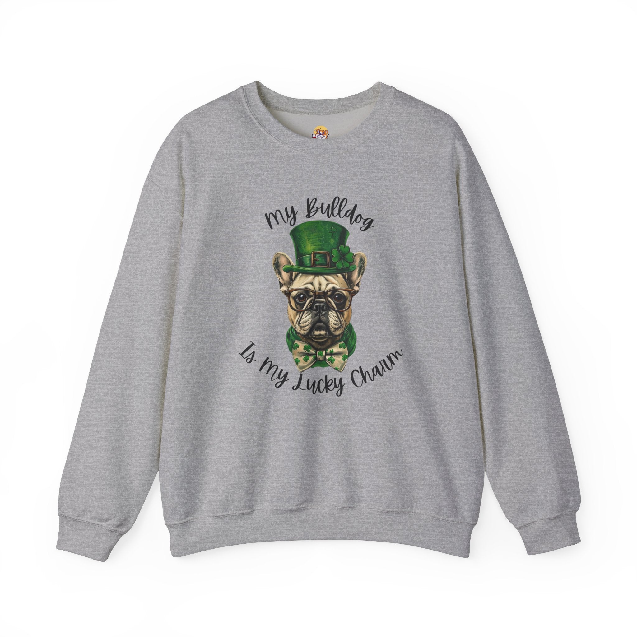 Tipsy Bully St. Patrick's Day Sweatshirt: "My Bulldog is My Lucky Charm (French)