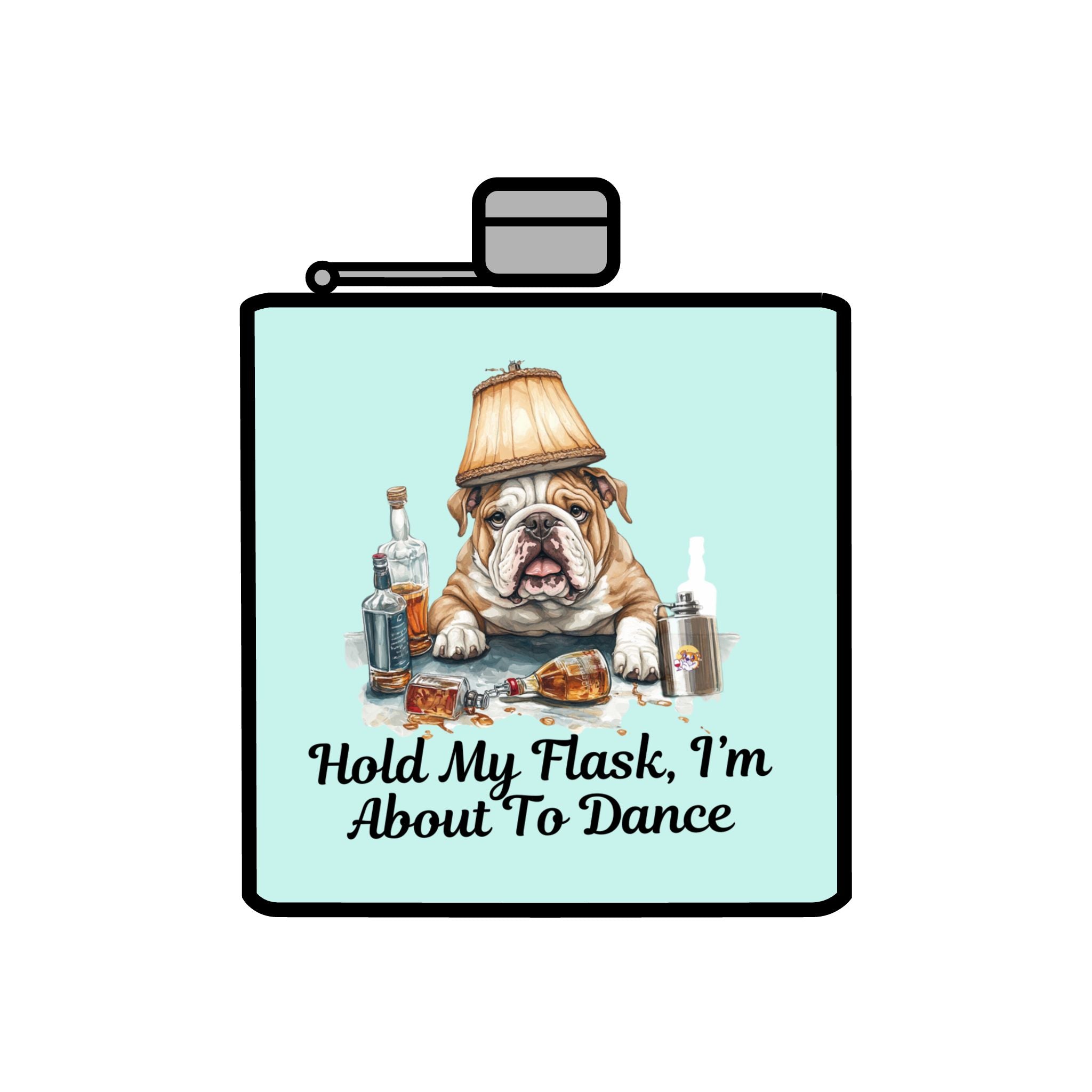 Tipsy Bully Stainless Steel Flask – Bulldog Edition (English/Dance)