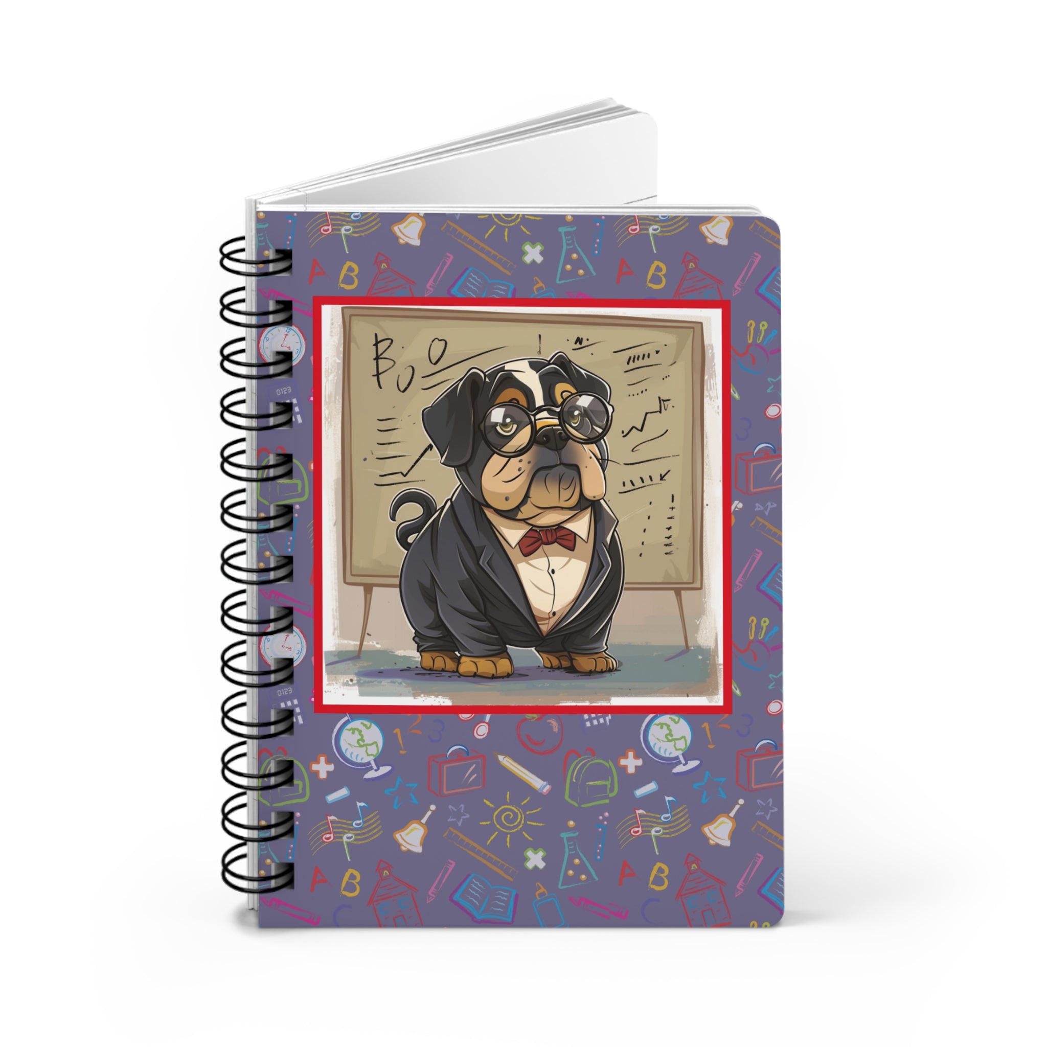 Smarty Paws Back-to-School Bulldog Spiral Notebook (Black/English)