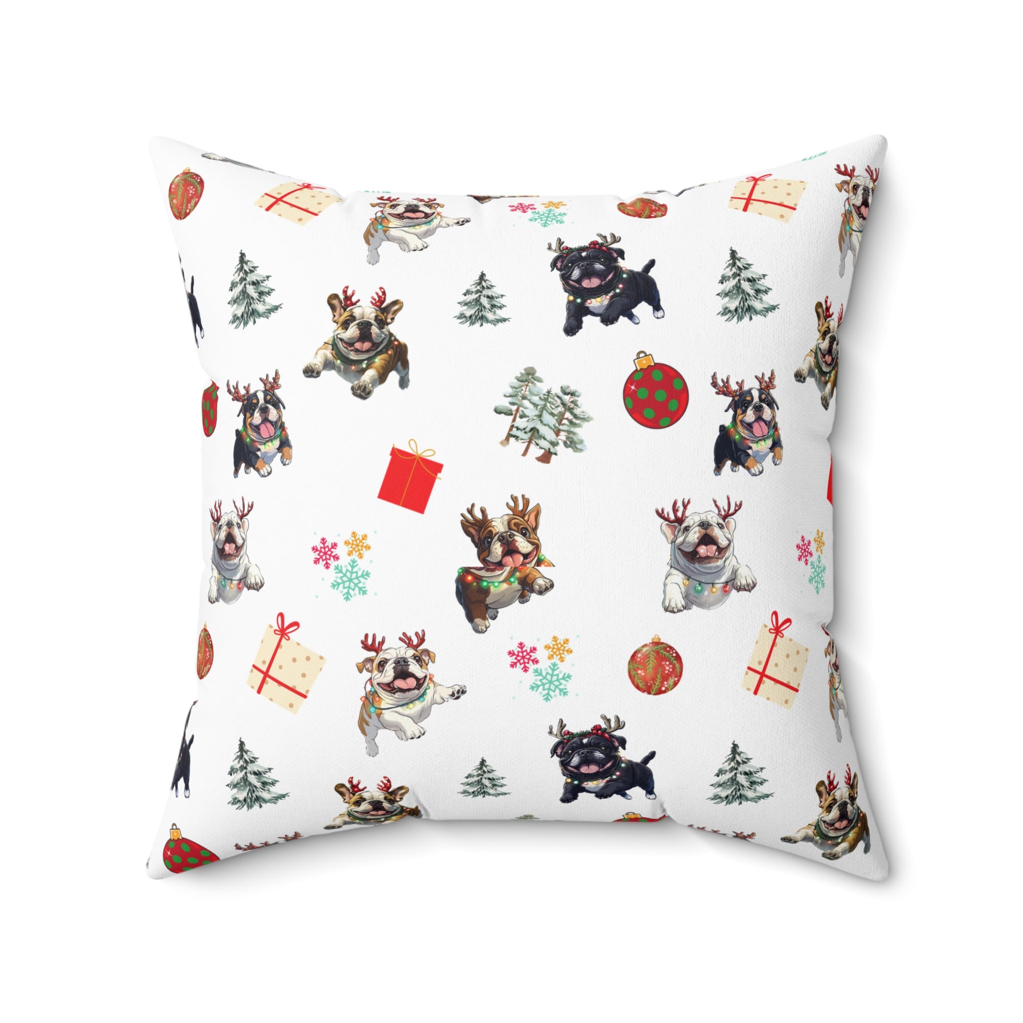 “Tipsy Bulldogs” Christmas pillow (English)