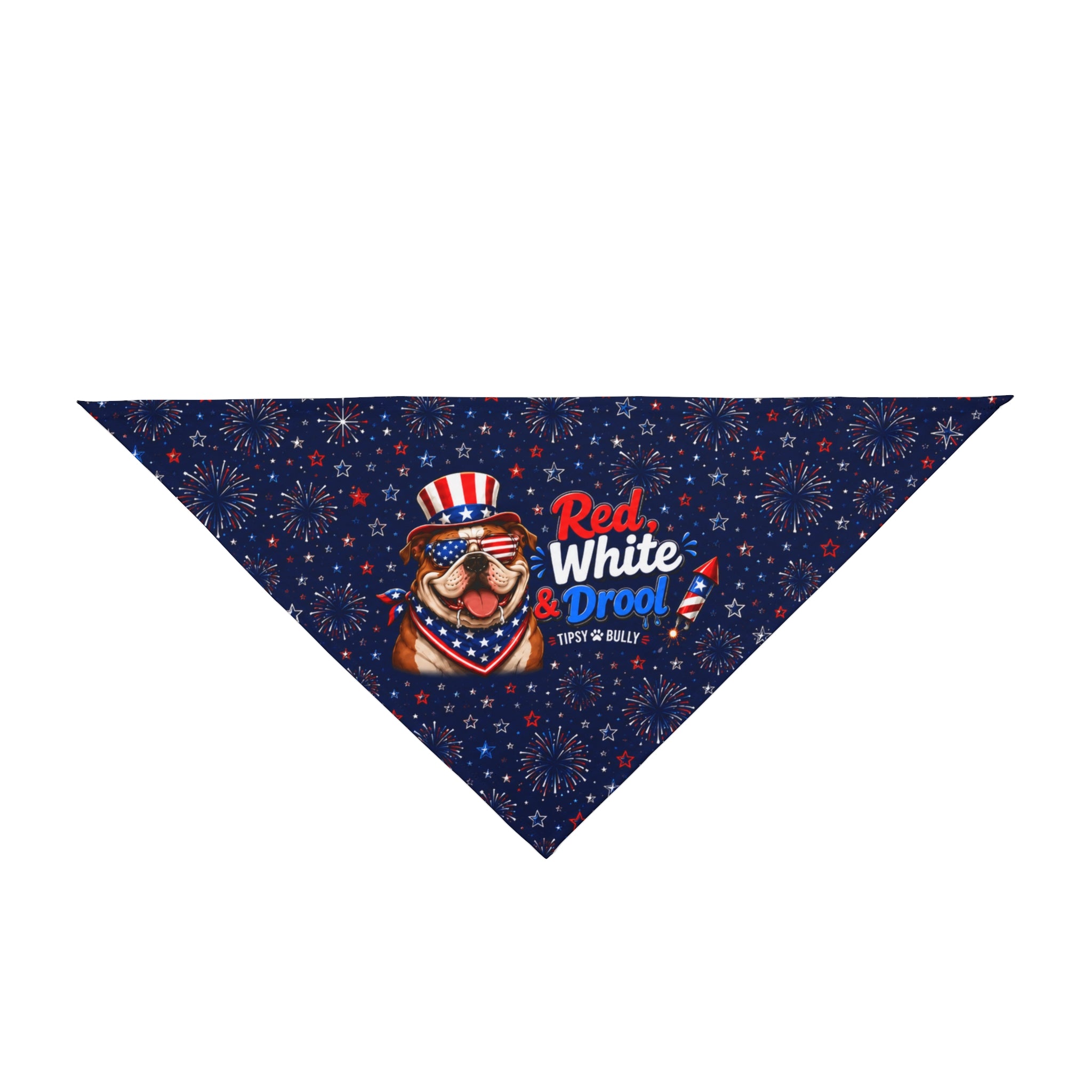 Red, White & Drool 4th of July Dog Bandana (English)