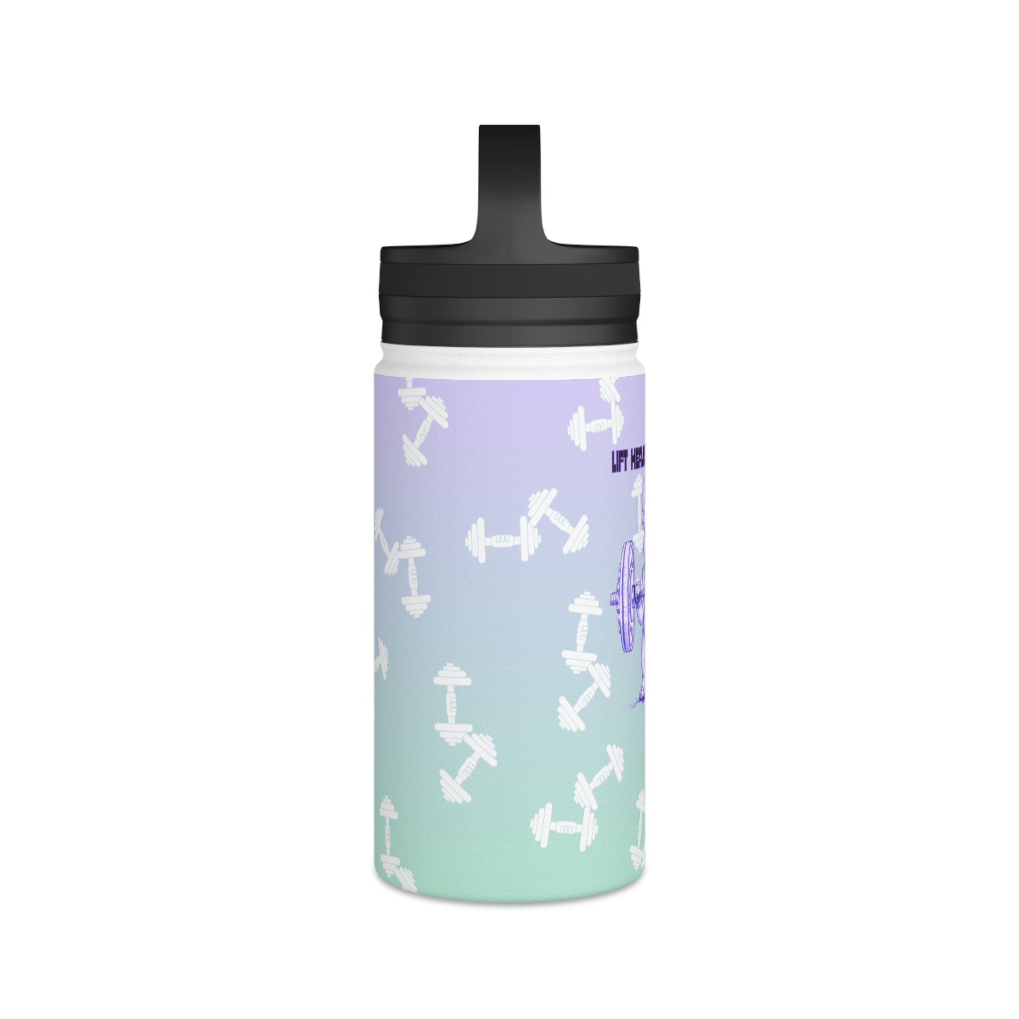 Tipsy Bully Ripped Bulldog Stainless Steel Water Bottle, Handle Lid (French/Purple)