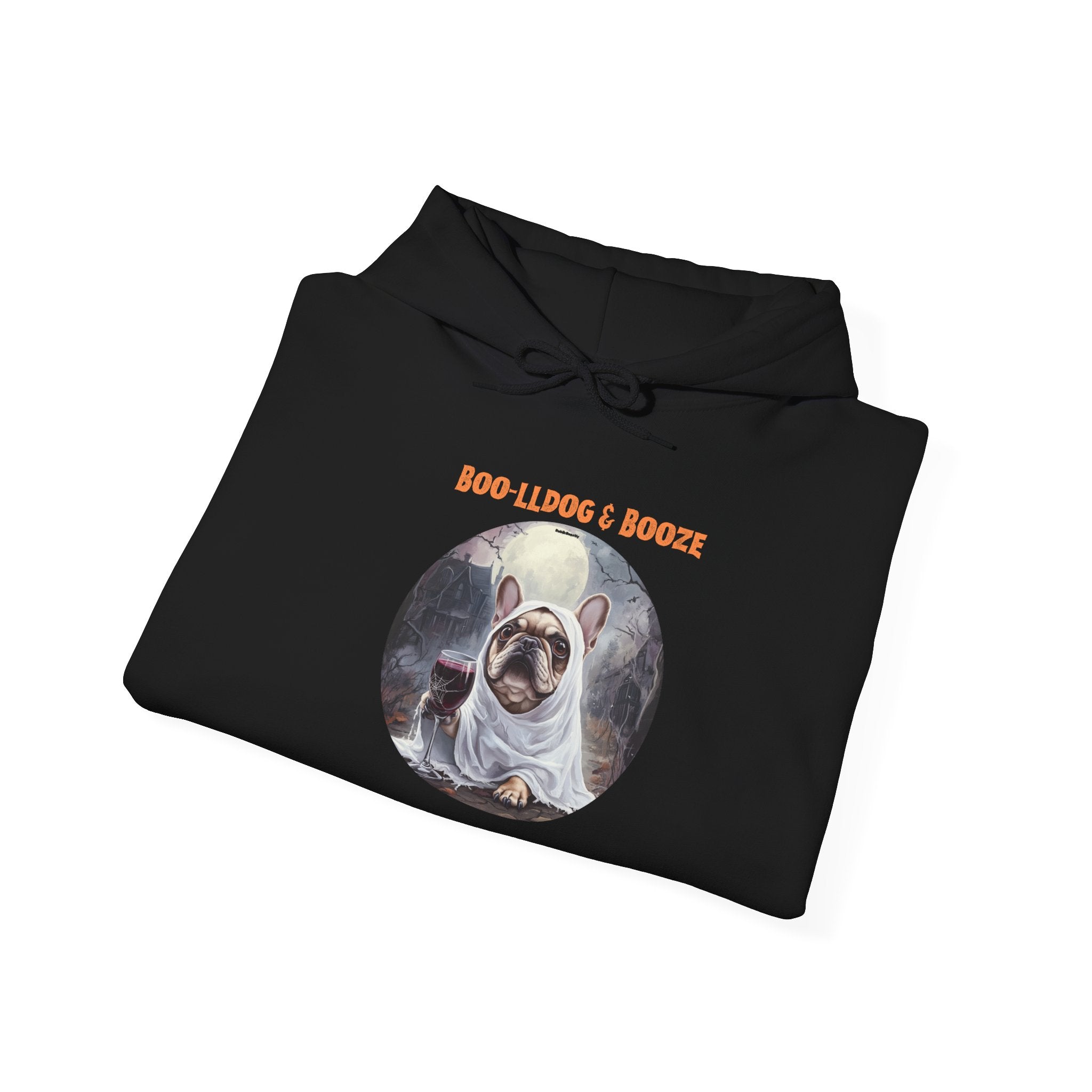 Boo-lldog & Booze Halloween Bulldog Hoodie (Tan/French)