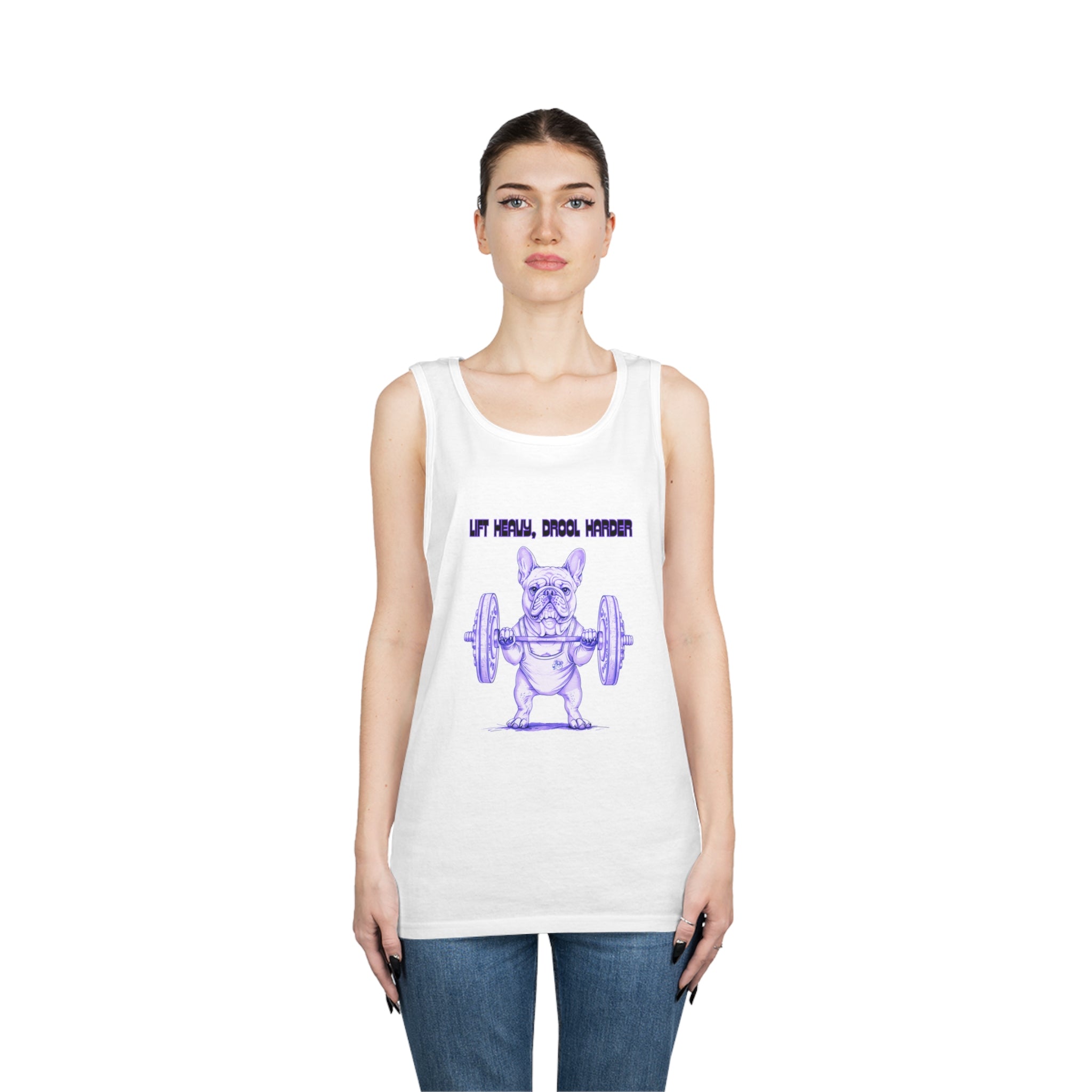 Tipsy Bully "Lift Heavy, Drool Harder"  Unisex Tank Top (French/Purple)