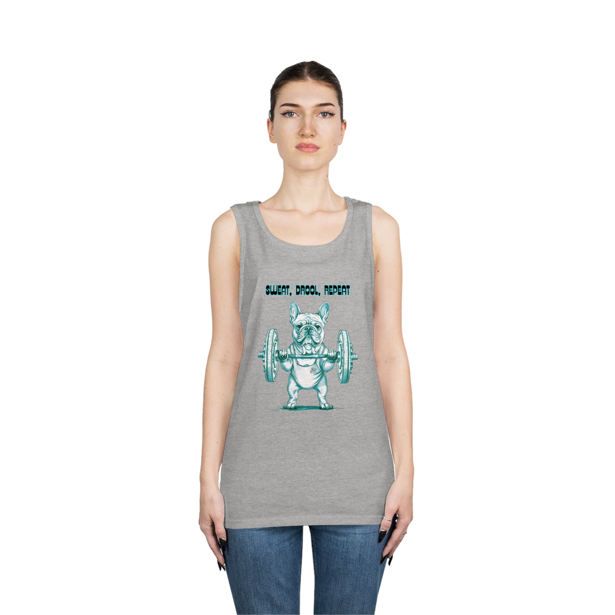 Tipsy Bully "Sweat, Drool, Repeat"  Unisex Tank Top French/Green)