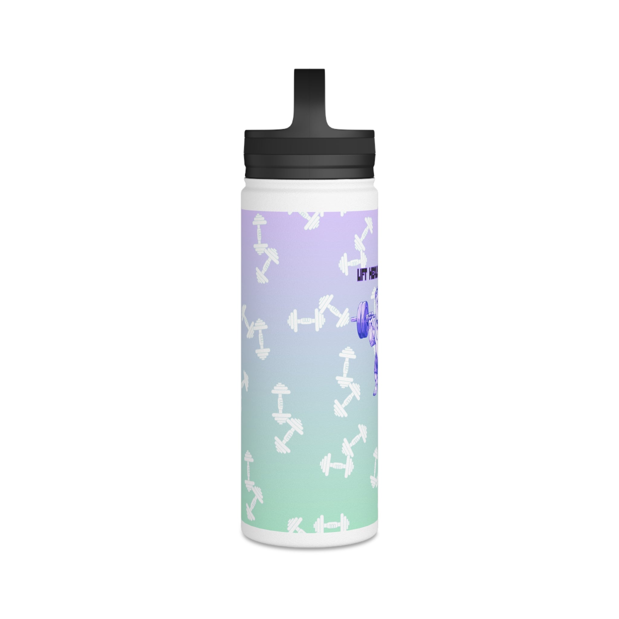 Tipsy Bully Ripped Bulldog Stainless Steel Water Bottle, Handle Lid (English/Purple)