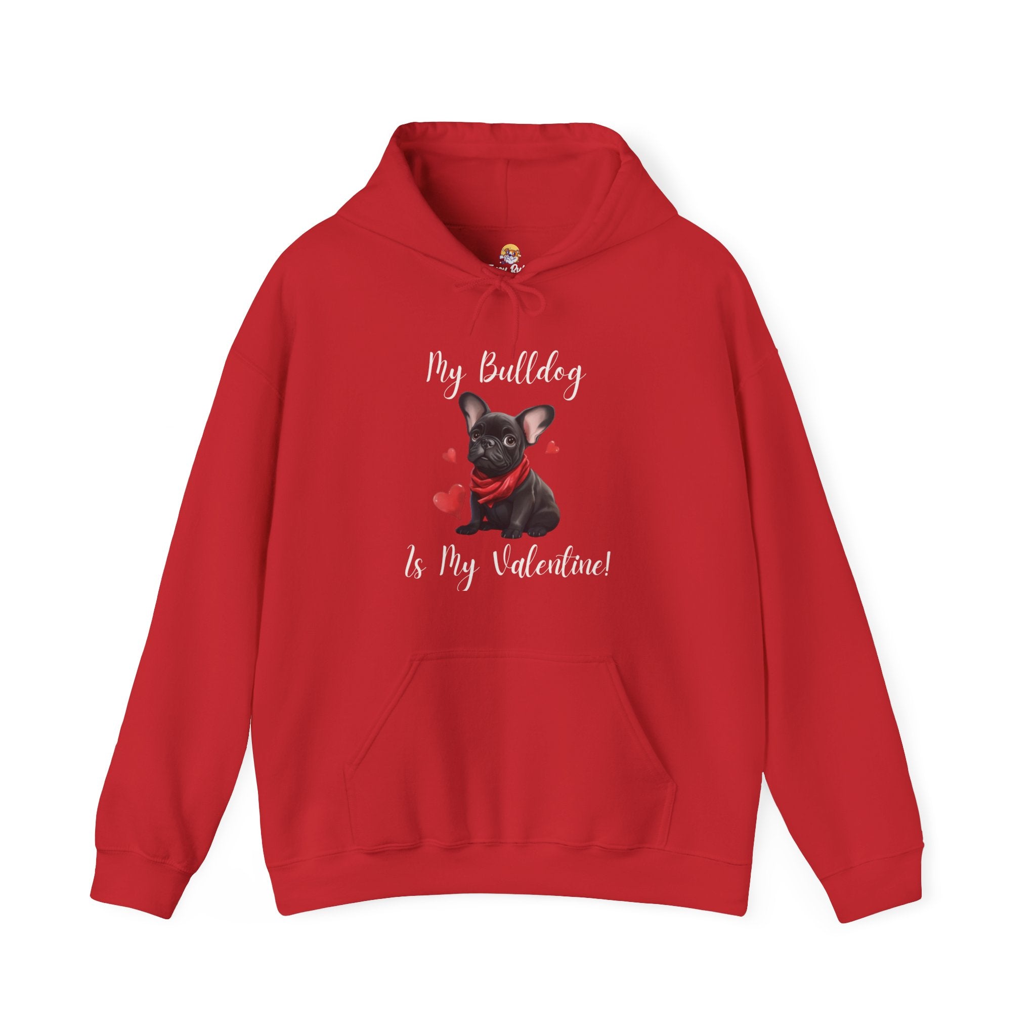 My Bulldog Is My Valentine" - Customizable Bulldog Valentine's Day Hoodie from Tipsy Bully (French/Black)