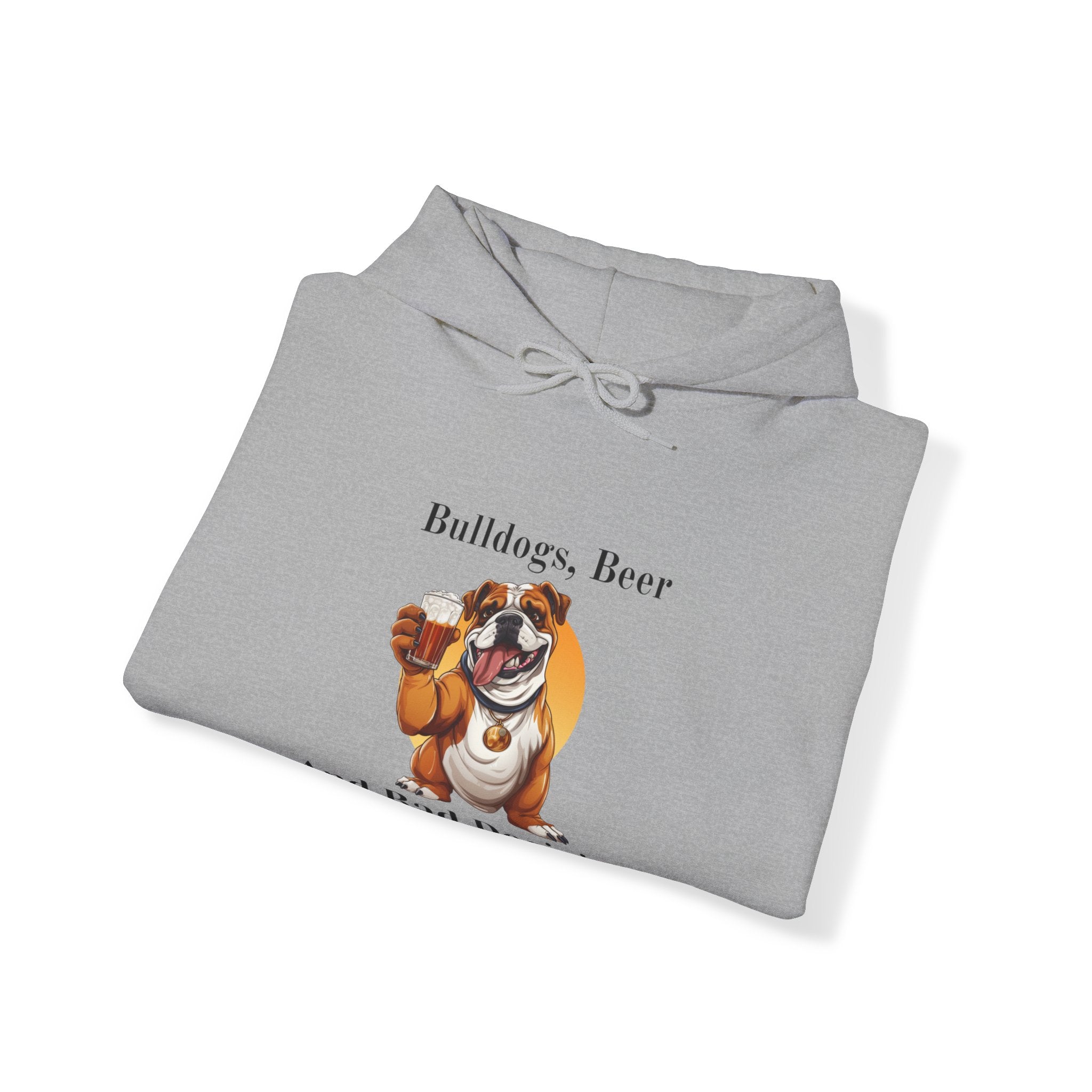 Bulldogs, Beer, and Bad Decisions" Hoodie - Your Go-To Gear for Mischievous Times! (English/Brown)