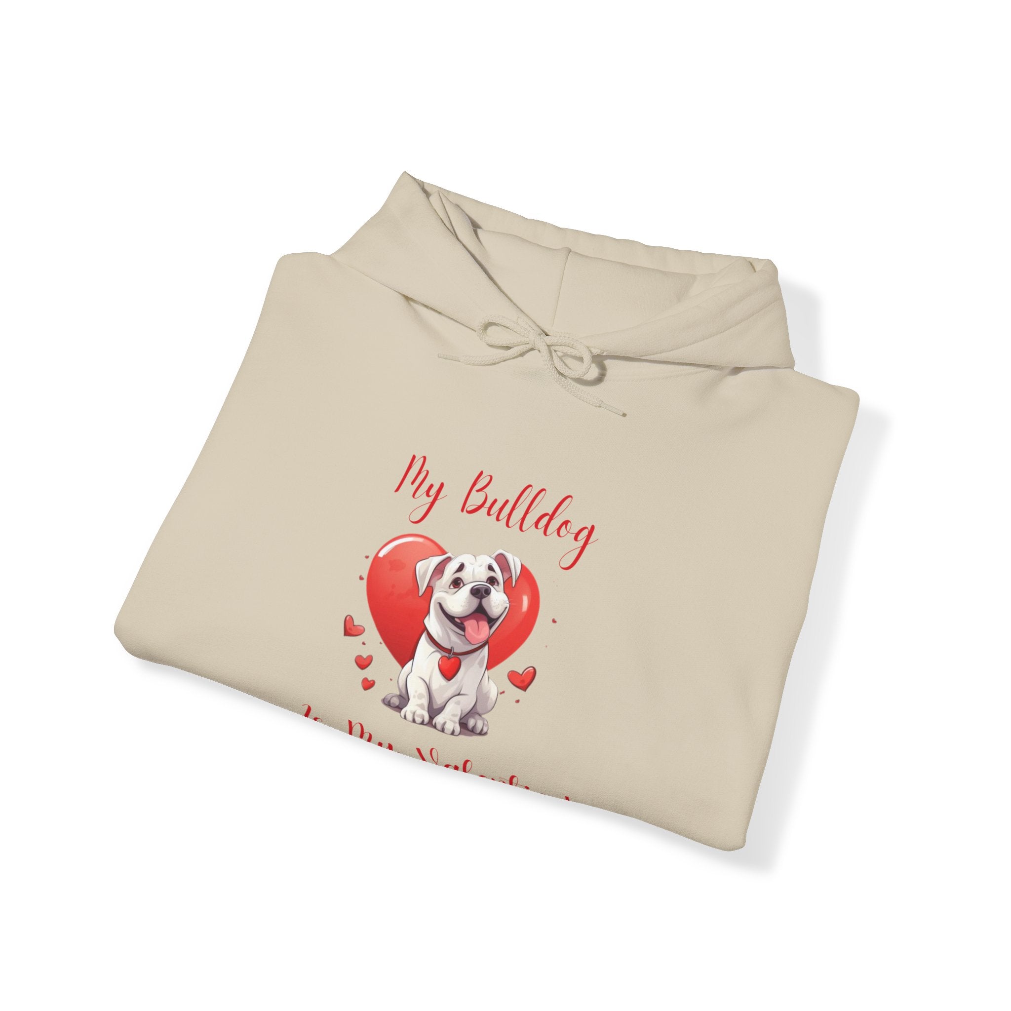 My Bulldog Is My Valentine" - Customizable Bulldog Valentine's Day Hoodie from Tipsy Bully (American/White)