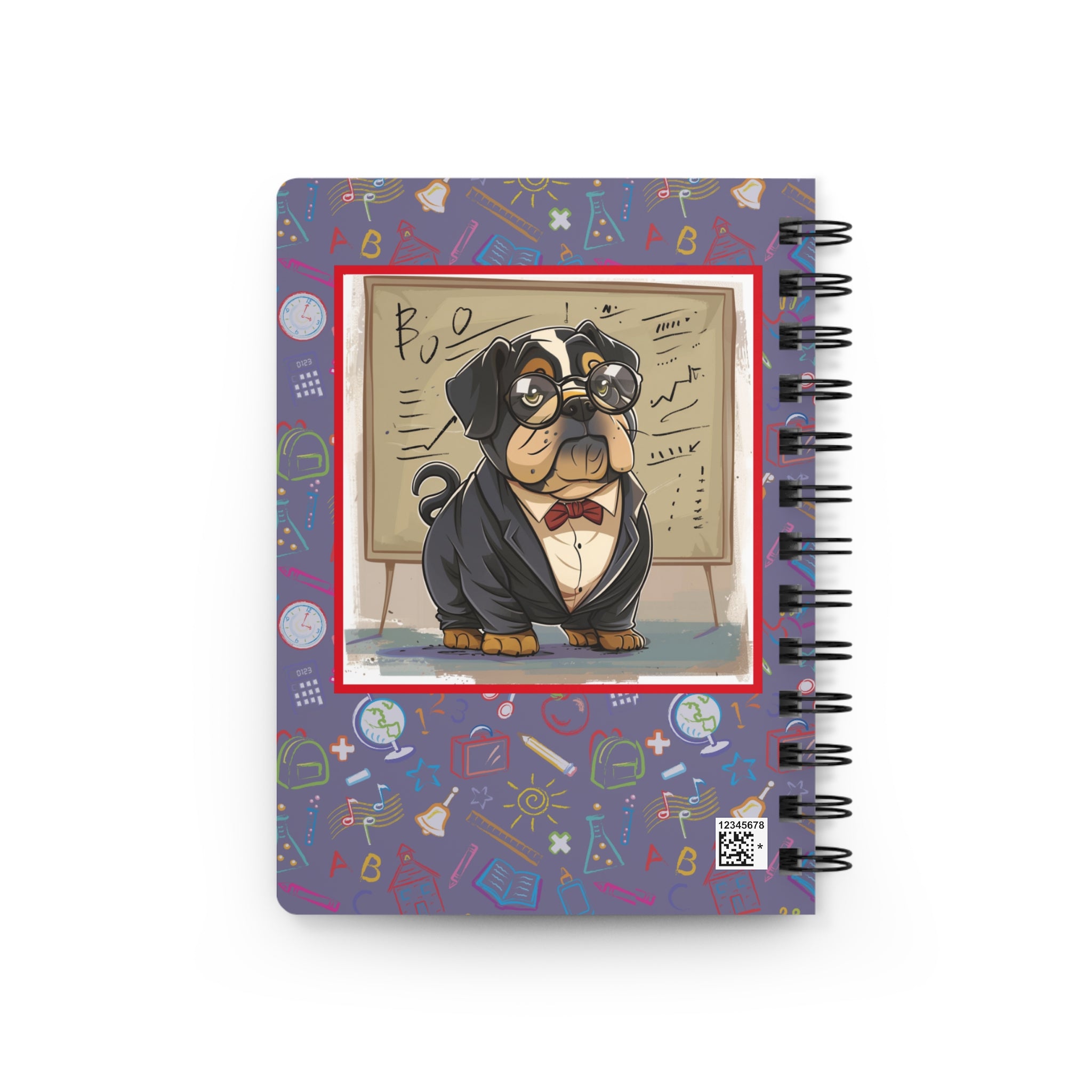 Smarty Paws Back-to-School Bulldog Spiral Notebook (Black/English)