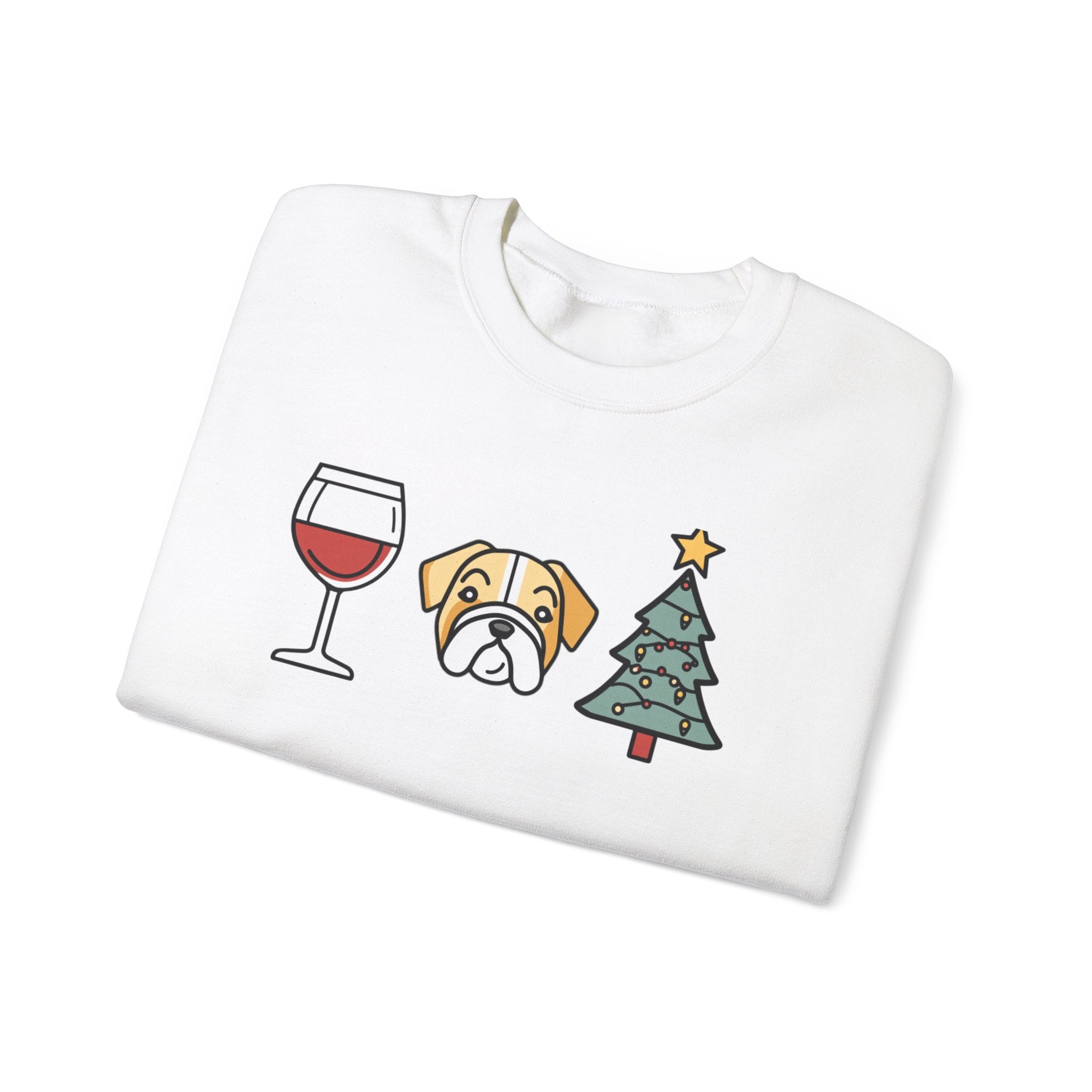 "Santa Paws & Merlot Cheer" Christmas Crewneck Sweatshirt - Unisex (English)