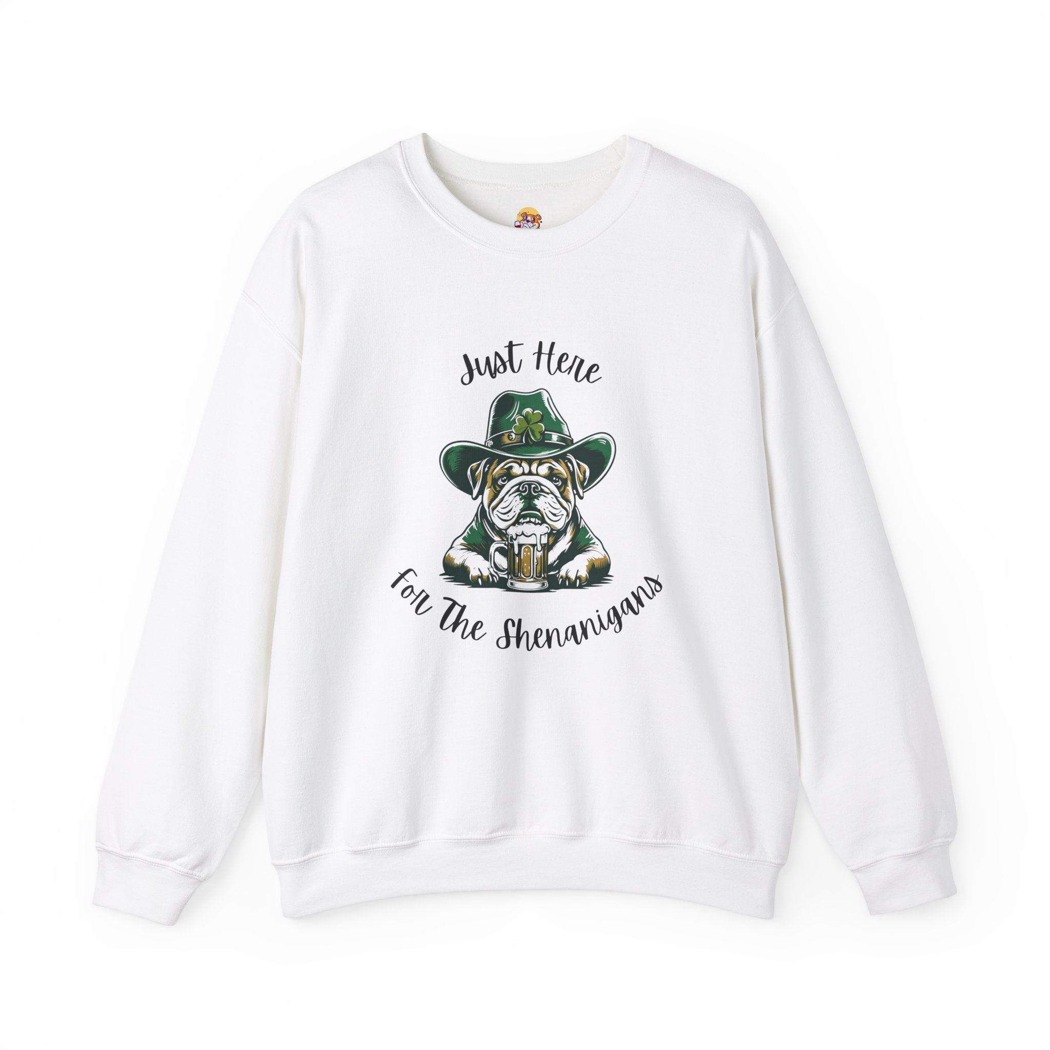 Tipsy Bully St. Patrick's Day Sweatshirt: "Just Here for the Shenanigans" (English)