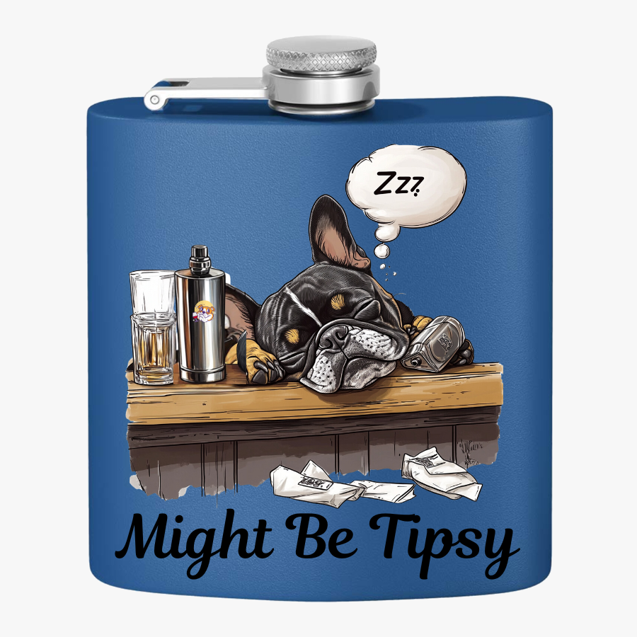 Tipsy Bully Stainless Steel Flask – Bulldog Edition (French/Might Be Tipsy)