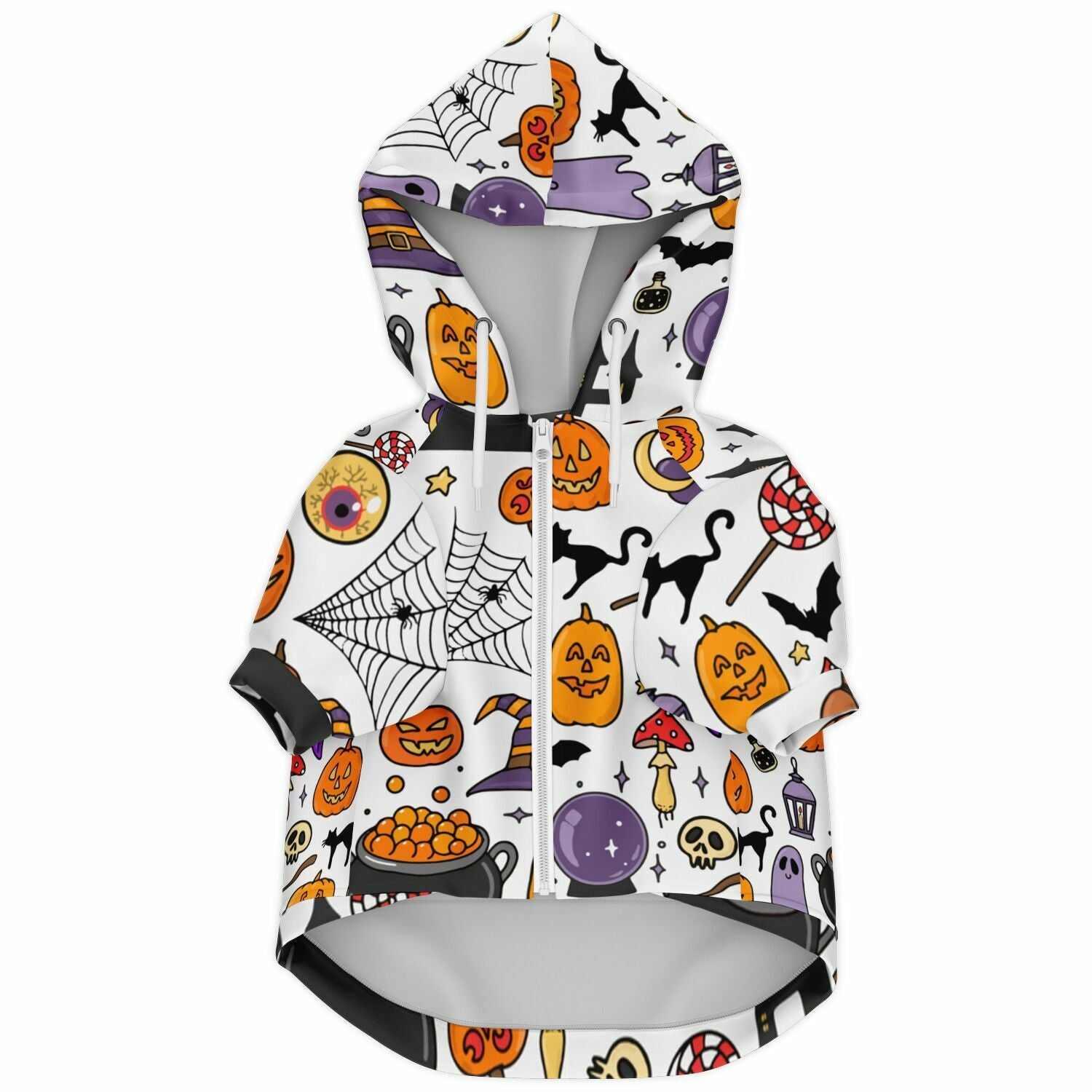 "Howl-o-ween Candy Craze" Zip-Up Dog Hoodie (French)