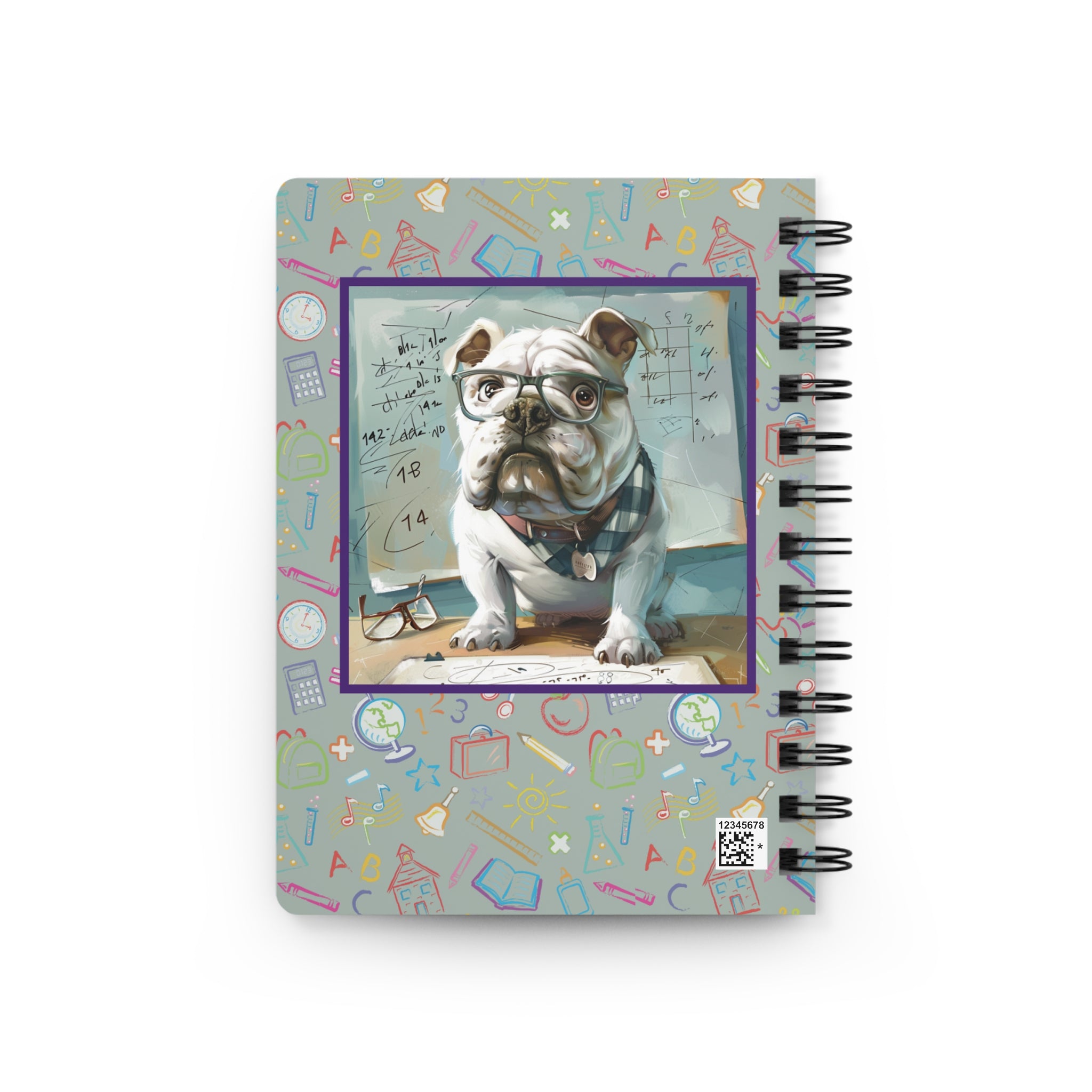 Smarty Paws Back-to-School Bulldog Spiral Notebook (White/English)