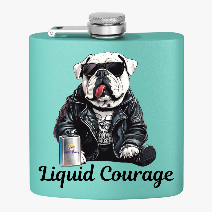 Tipsy Bully Stainless Steel Flask – Bulldog Edition (English/Courage)