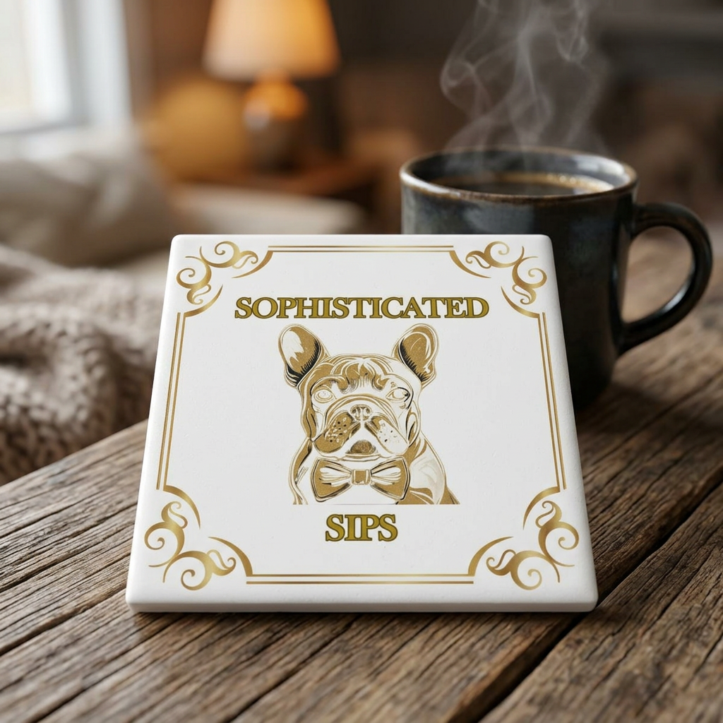 Sophisticated Sips Ceramic Coaster (French)