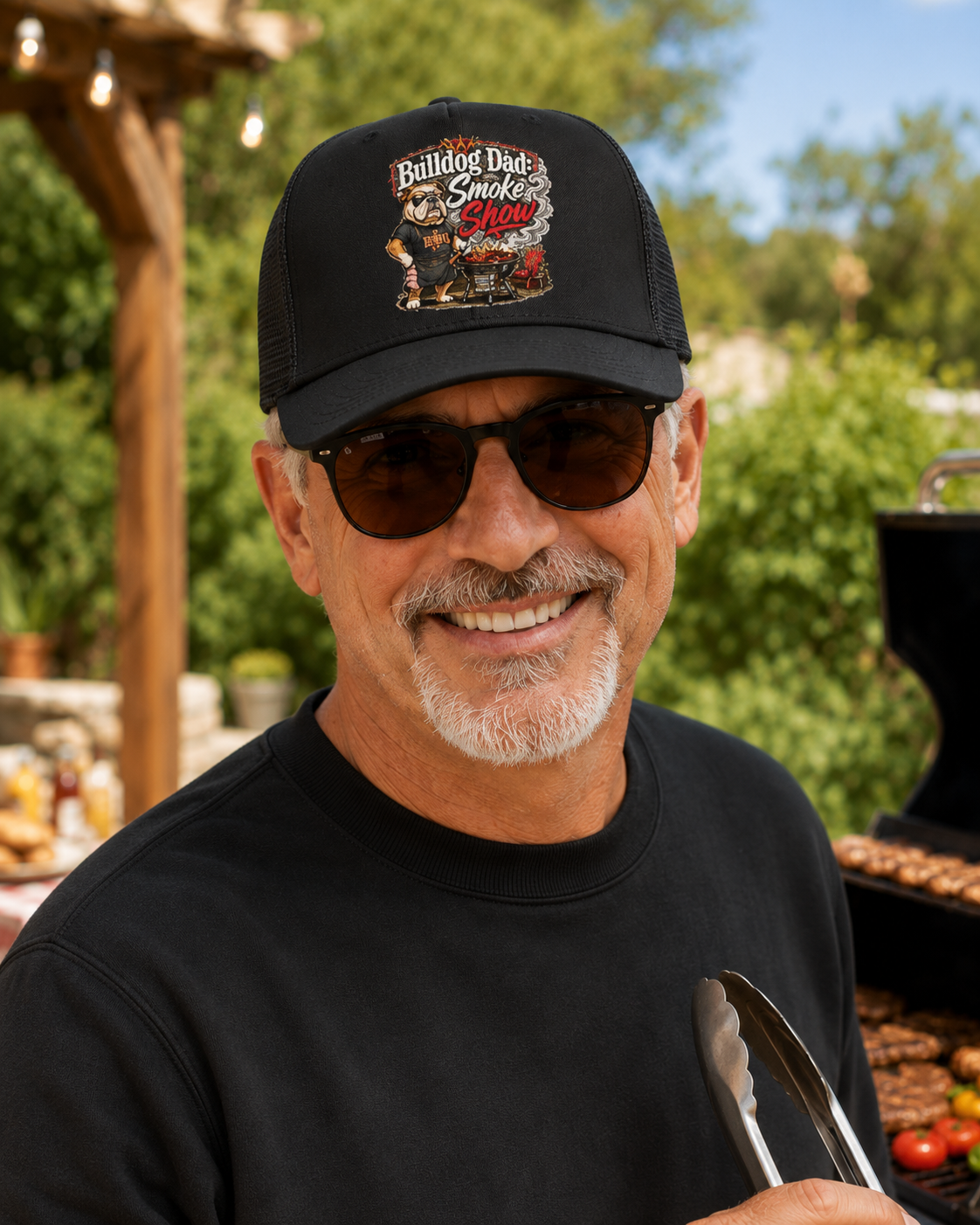 Bulldog Dad: Smoke Show BBQ Grill Trucker Hat (English)