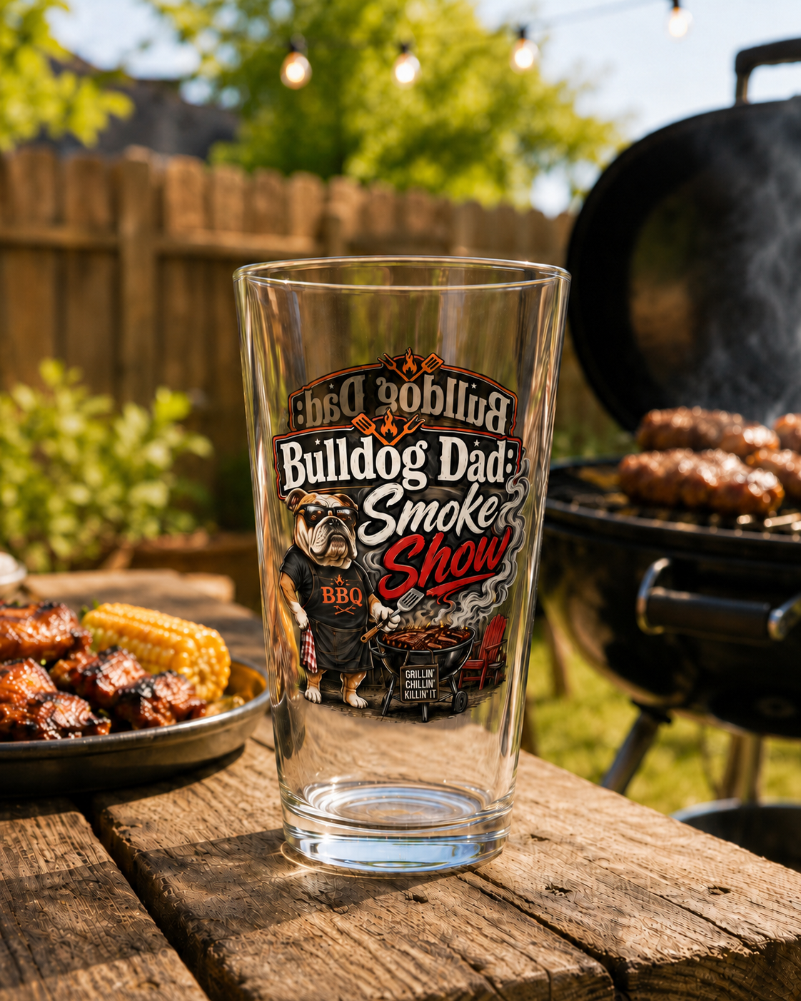 Bulldog Dad: Smoke Show Pint Glass (English)