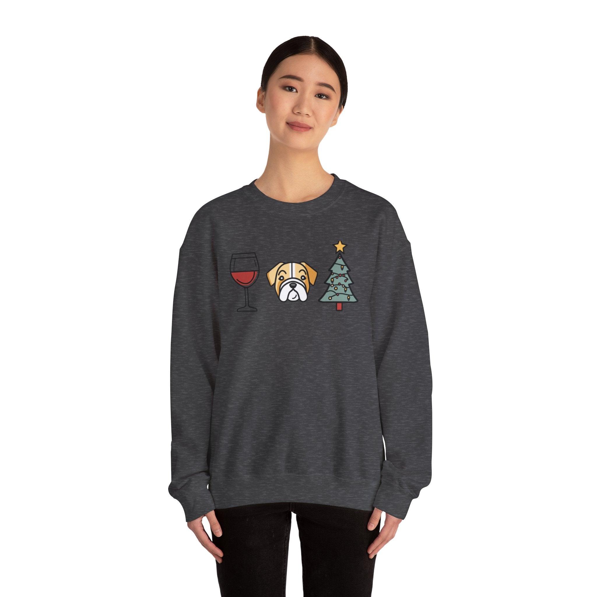 "Santa Paws & Merlot Cheer" Christmas Crewneck Sweatshirt - Unisex (English)