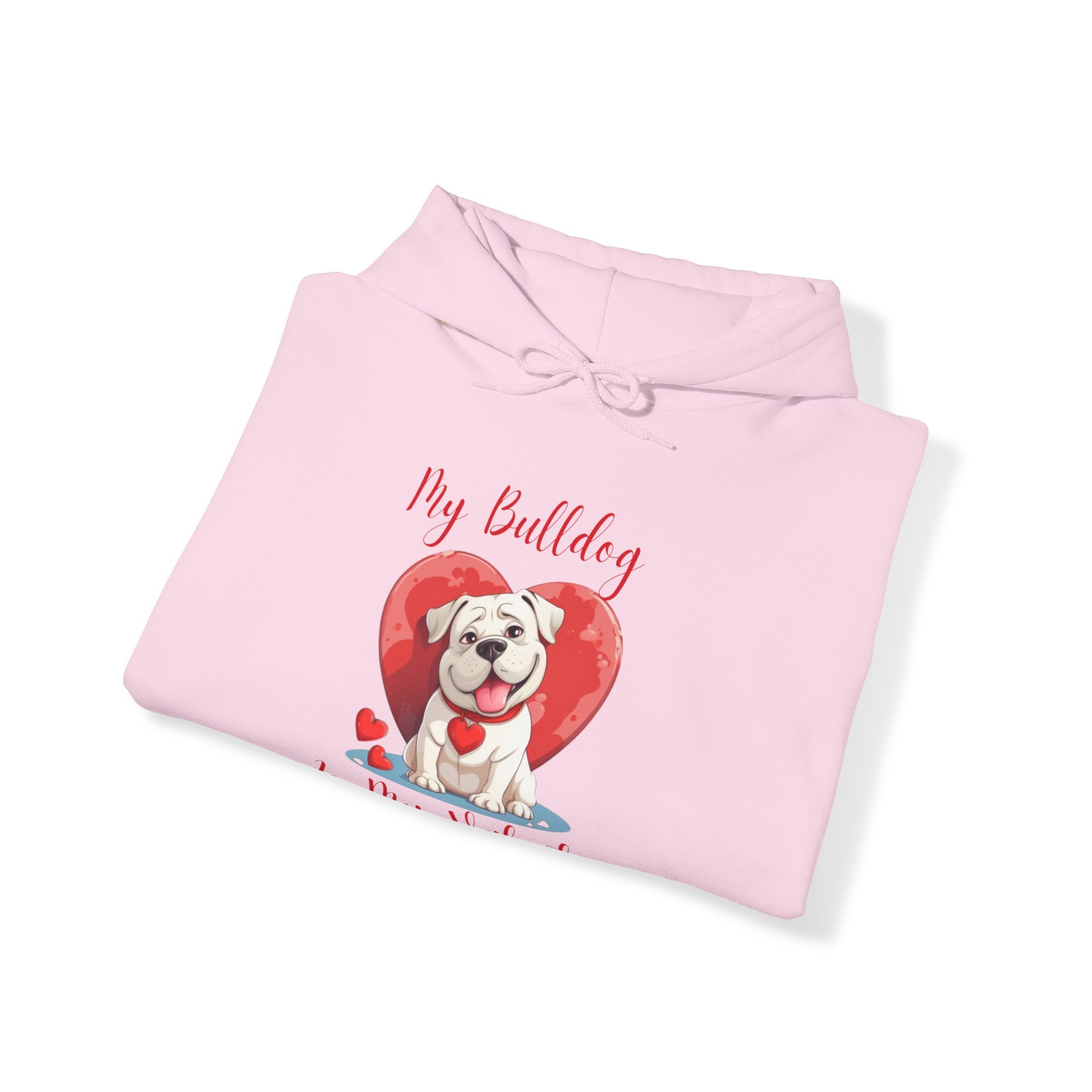 My Bulldog Is My Valentine" - Customizable Bulldog Valentine's Day Hoodie from Tipsy Bully (American/white)