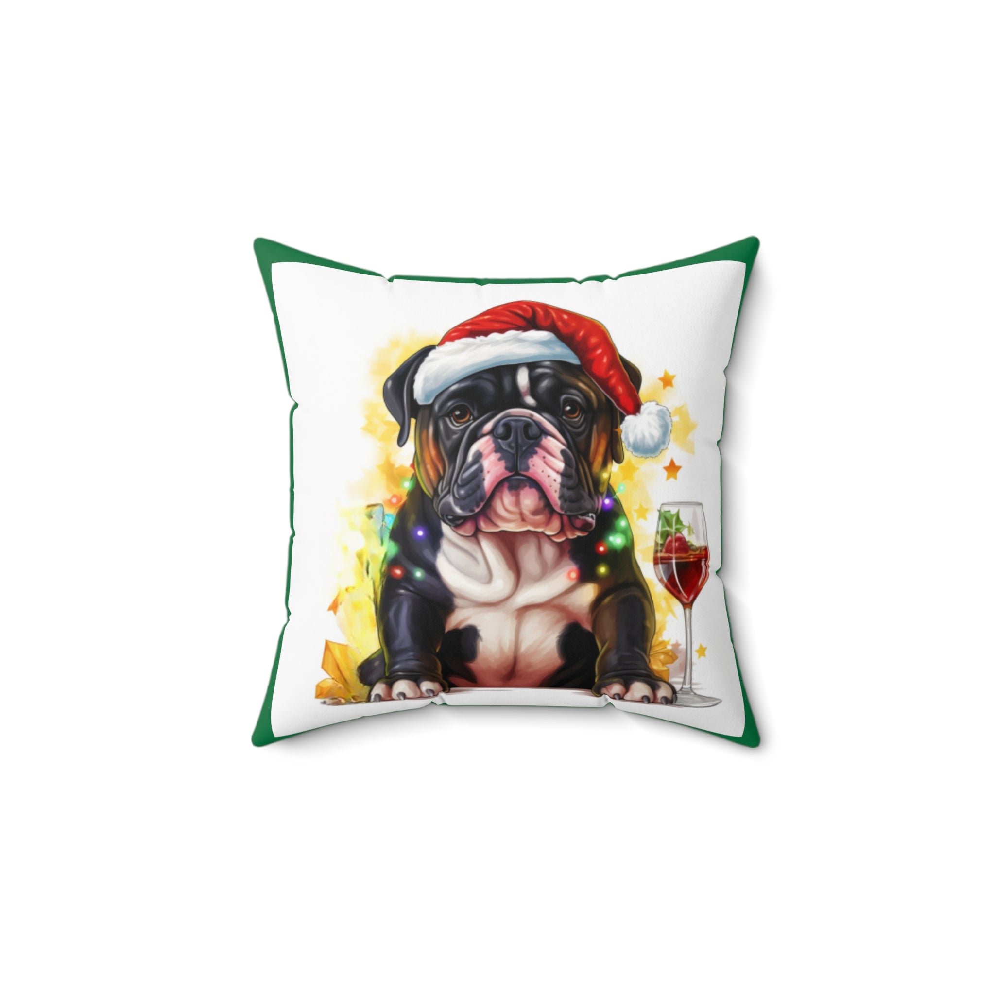 Tipsy Bully Holiday Pillow (Black English-Green)