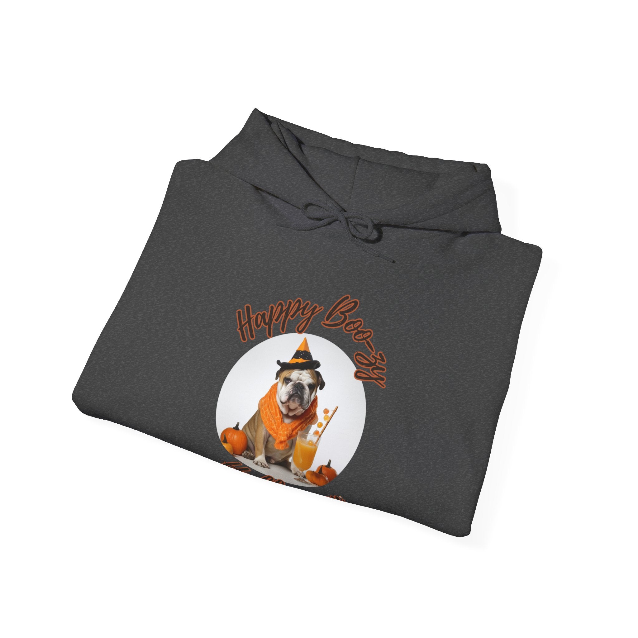 "Happy Boo-zy Haloween" Halloween Bulldog Hoodie (Tan/English)