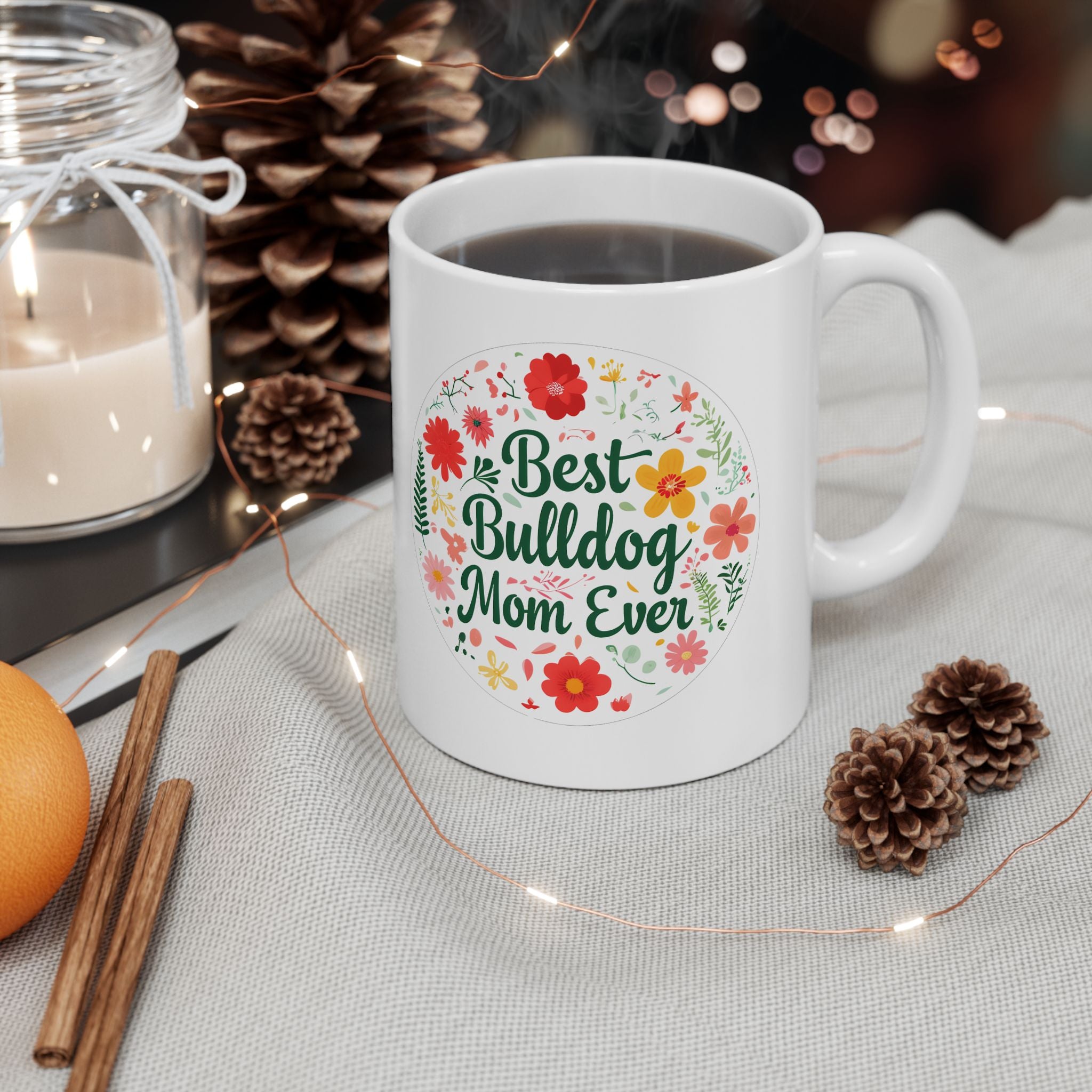 Best Bulldog Mom Coffee Mug lifestyle photo - English and French Bulldog mom mug | Tipsy Bully