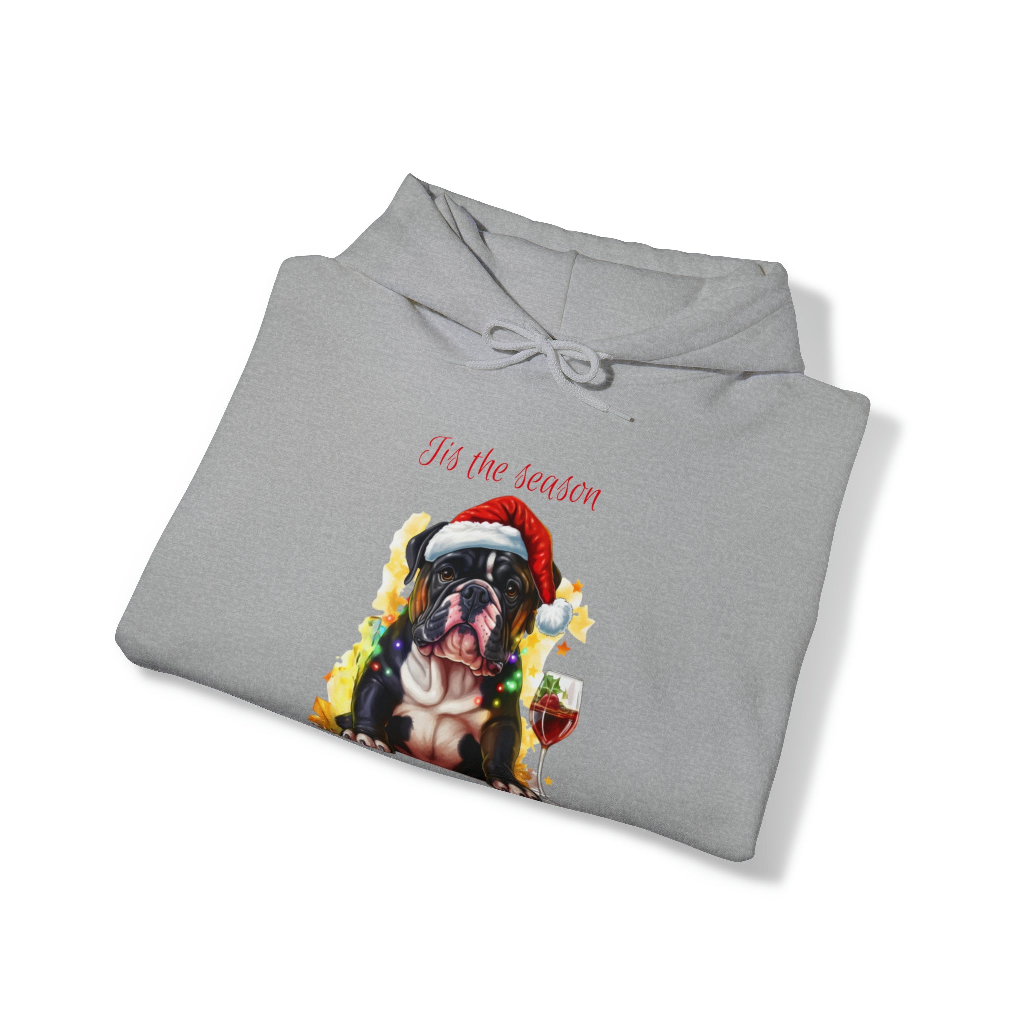 English Bulldog Xmas Hoodie - Tis the Season to be Tipsy