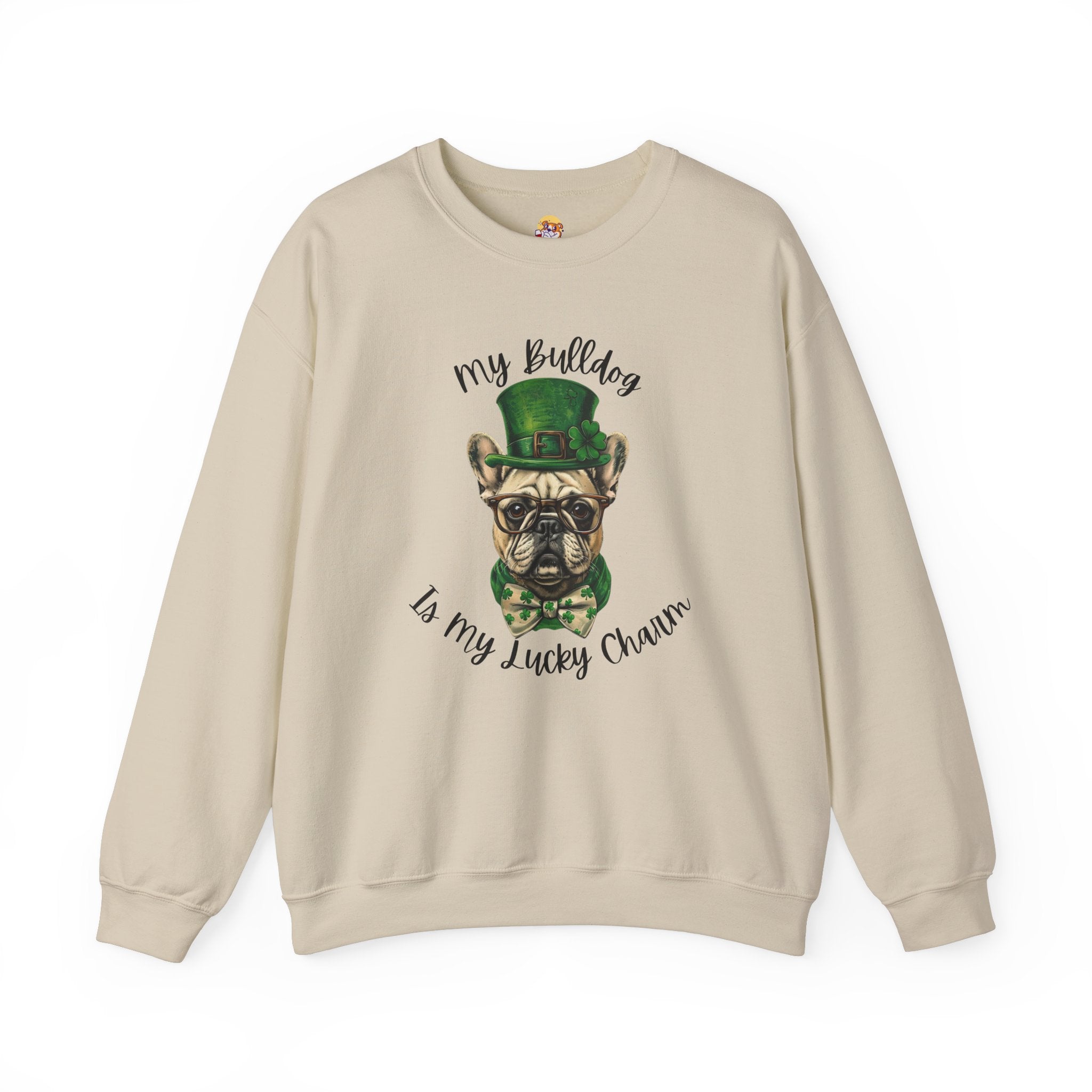 Tipsy Bully St. Patrick's Day Sweatshirt: "My Bulldog is My Lucky Charm (French)