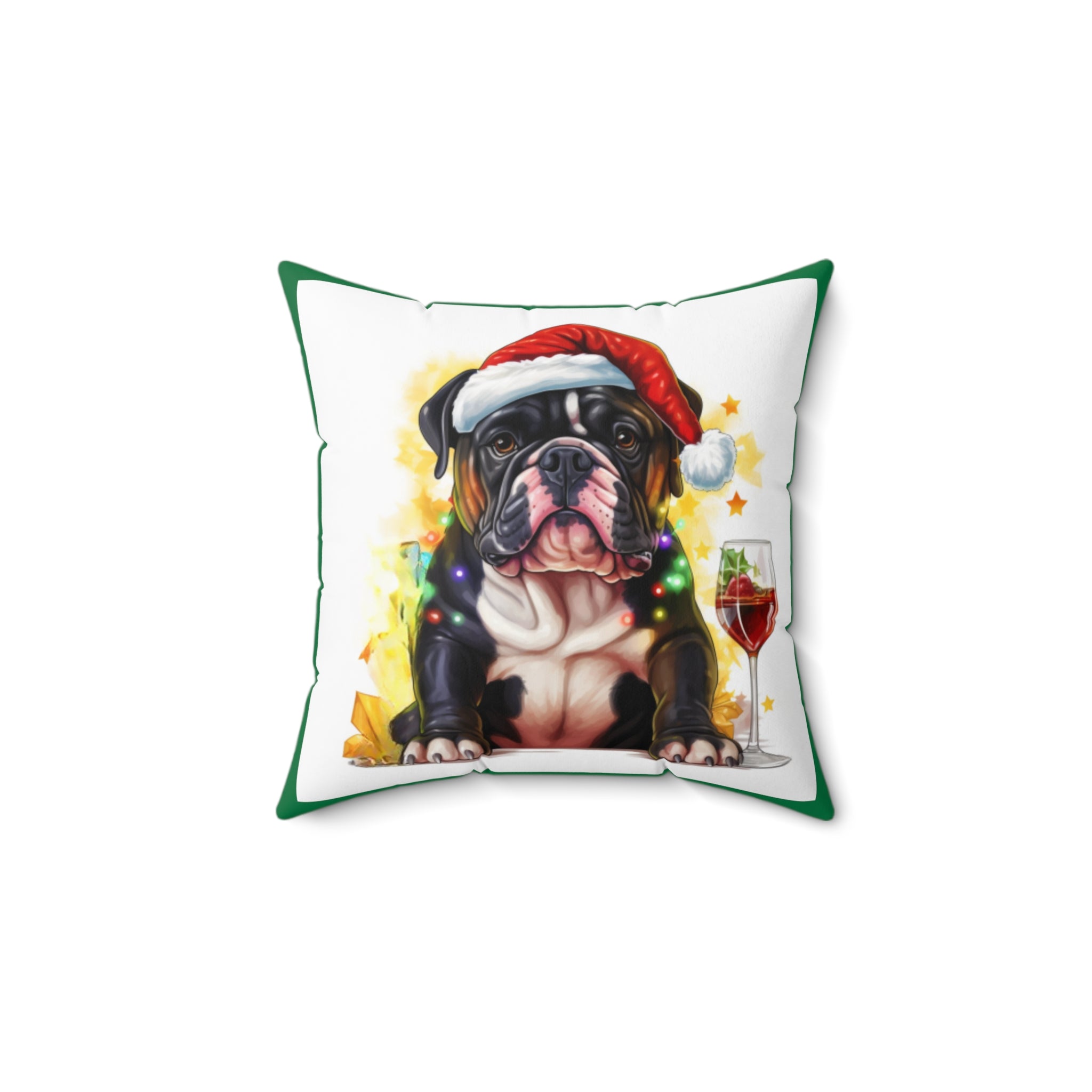 Tipsy Bully Holiday Pillow (Black English-Green)