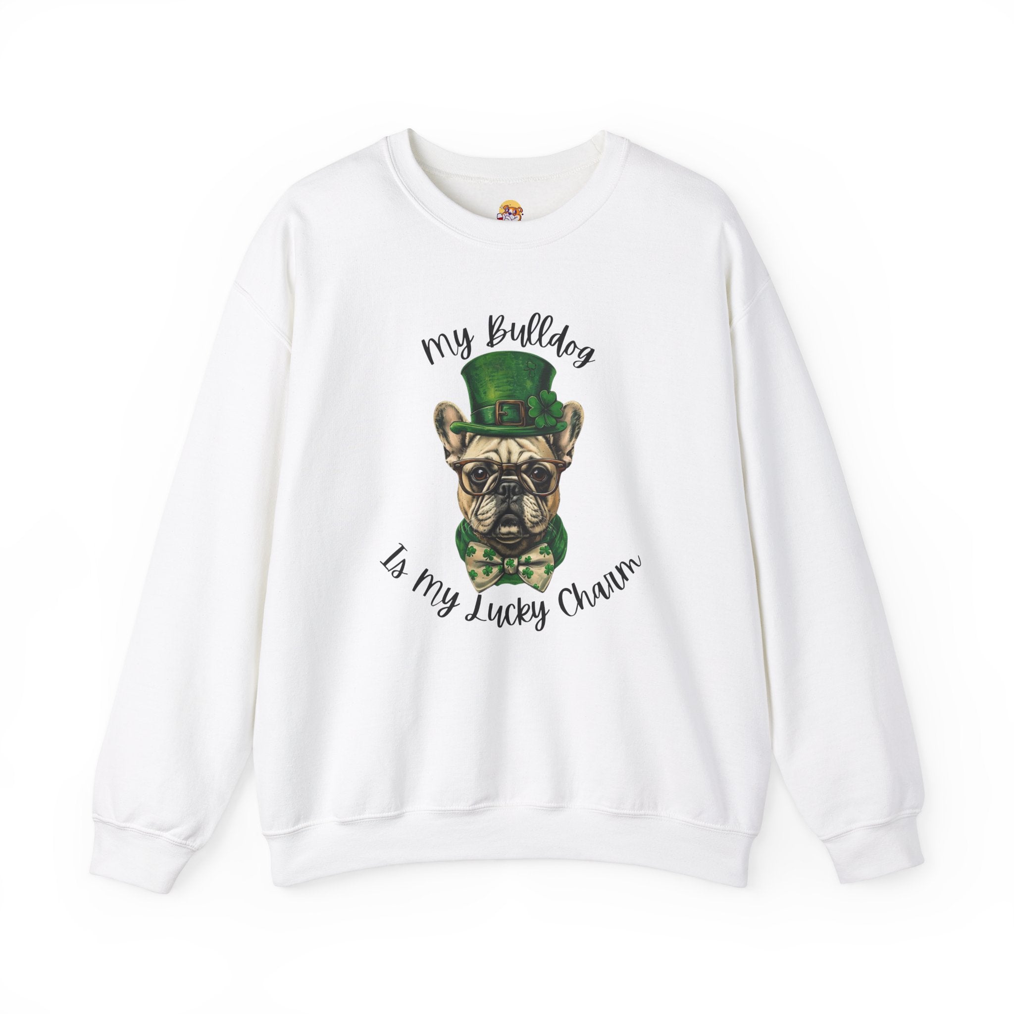 Tipsy Bully St. Patrick's Day Sweatshirt: "My Bulldog is My Lucky Charm (French)