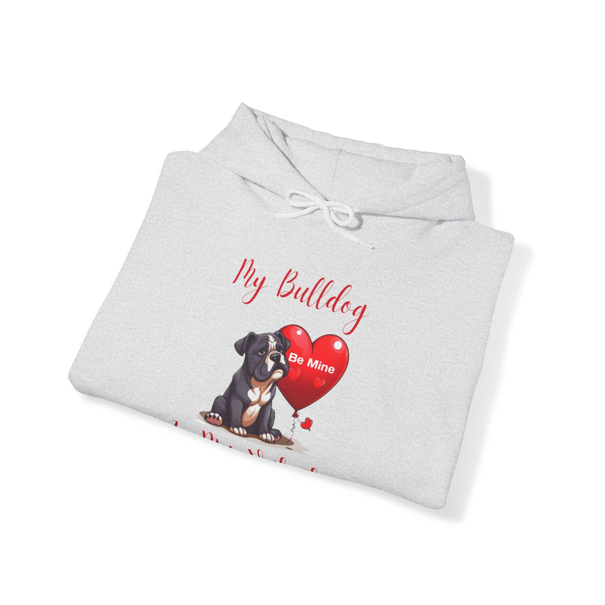 My Bulldog Is My Valentine" - Customizable Bulldog Valentine's Day Hoodie from Tipsy Bully (English/Black)