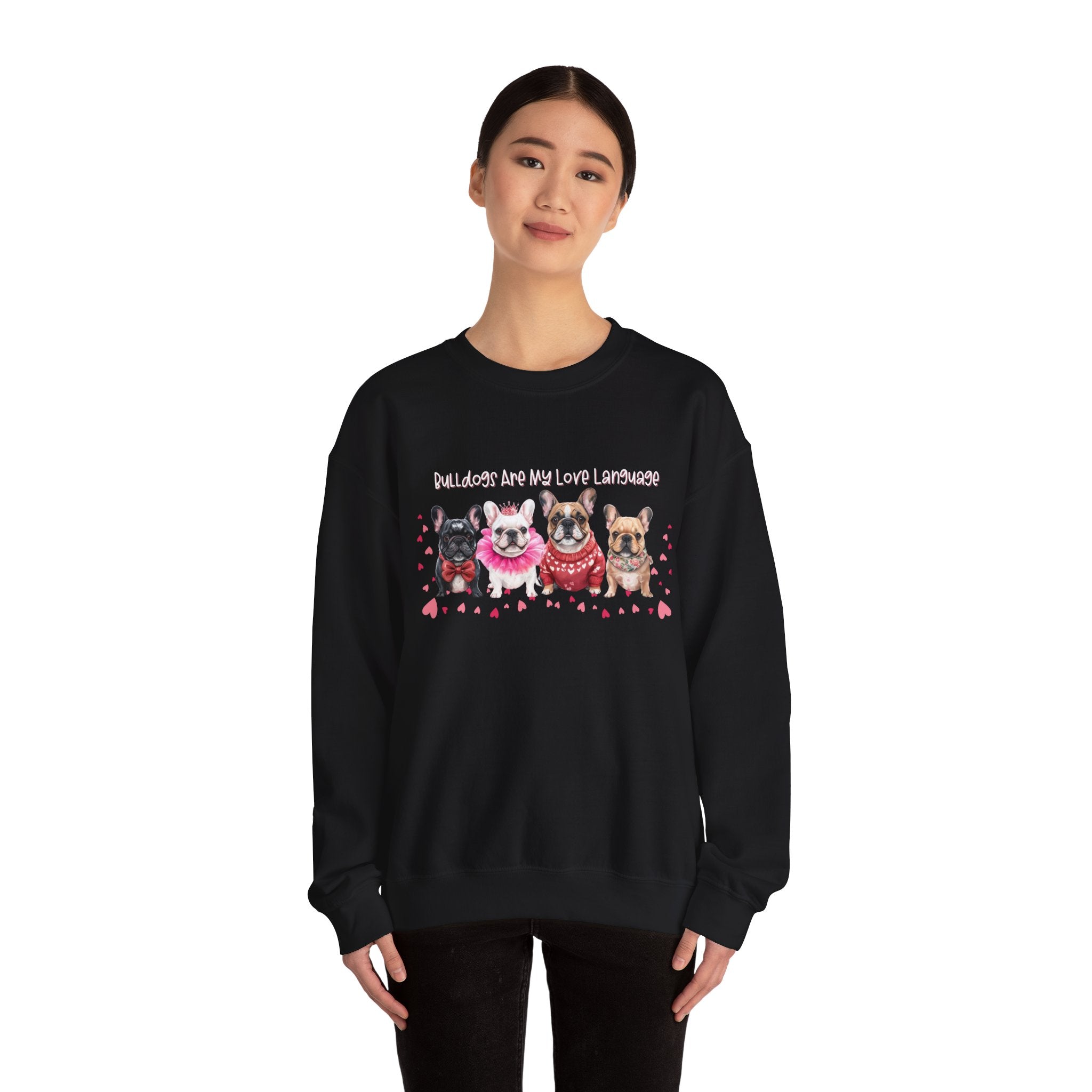 Bulldog Valentine’s Day Crew Neck Sweatshirt (French)