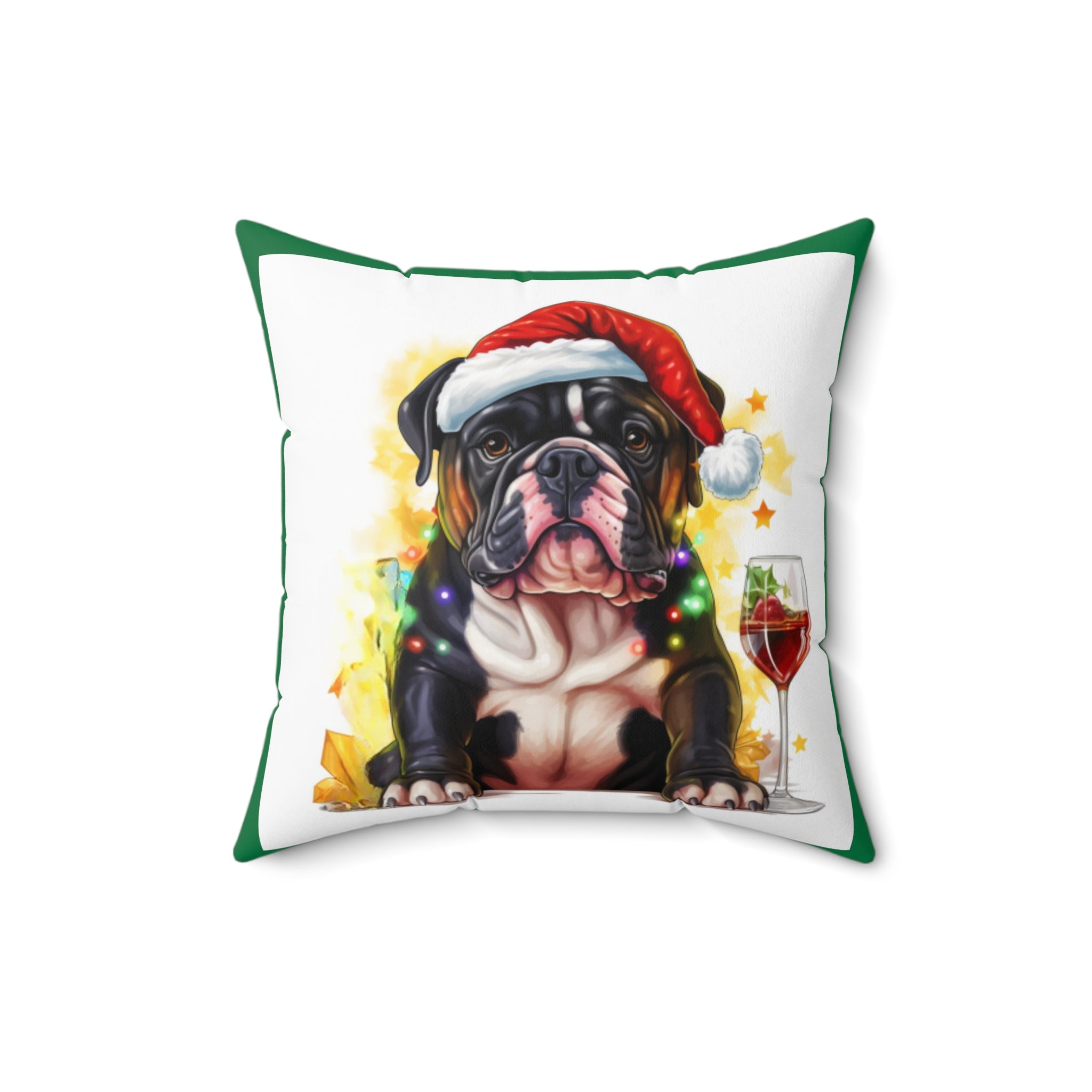 Tipsy Bully Holiday Pillow (Black English-Green)