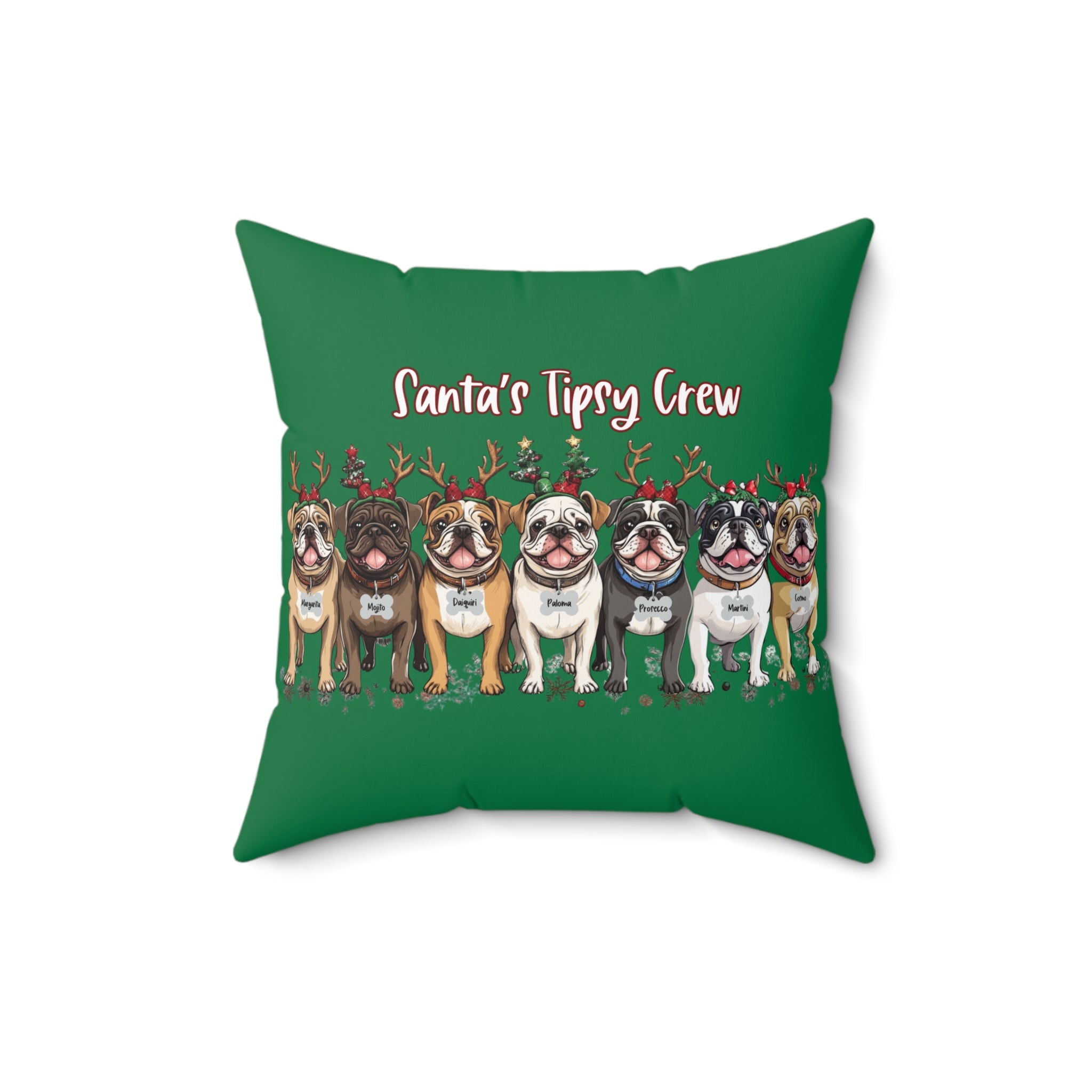 Copy of “Santa’s Tipsy Crew” Christmas pillow (Green/English)